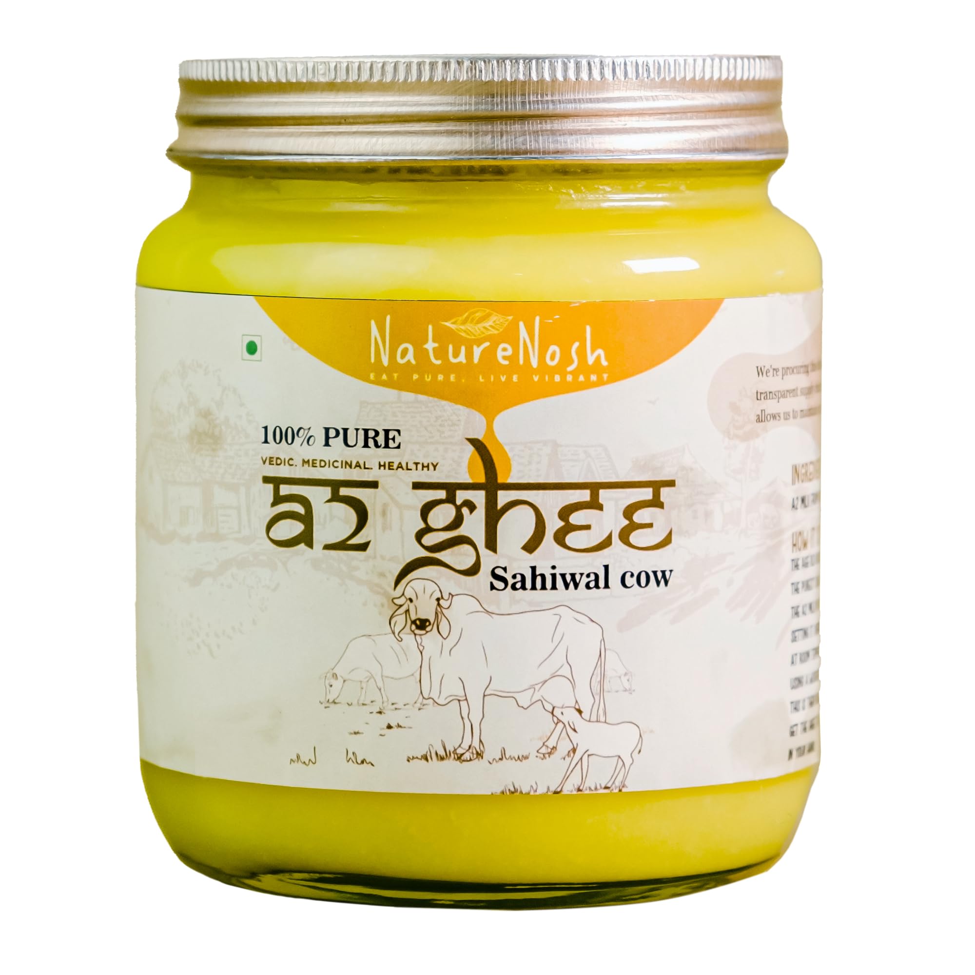 Nature Nosh A2 Cow Desi Ghee (500gm) 100% Pure Desi Ghee Vedic Bilona Method Churned from Curd, Glass Jar, Natural & Healthy (B0CYZPLBWK) Amazon Price History, Amazon Price Tracker