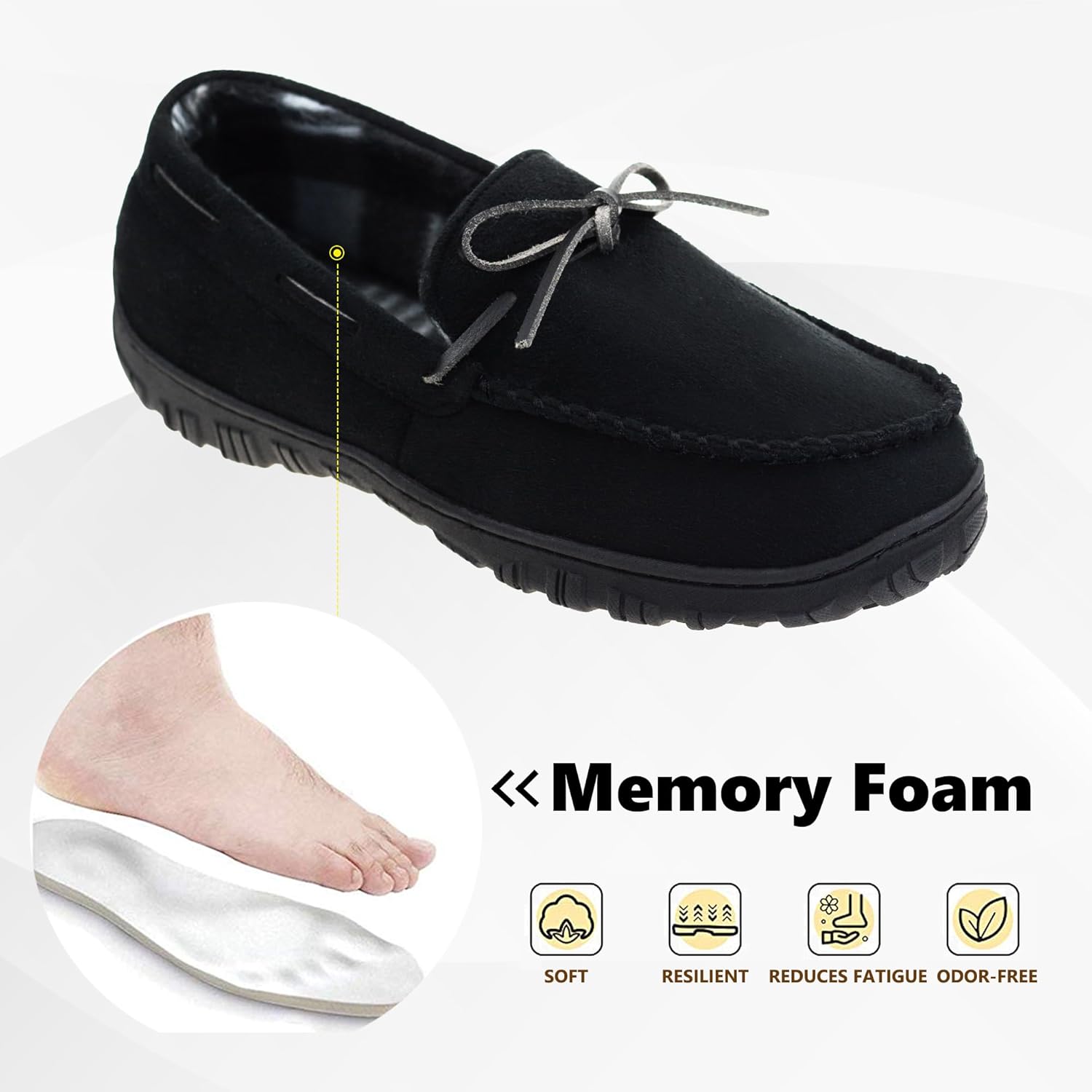 VLLy Mens Moccasin Slippers Breathable Memory Foam House Slippers Indoor/Outdoor House Shoes - Image 3