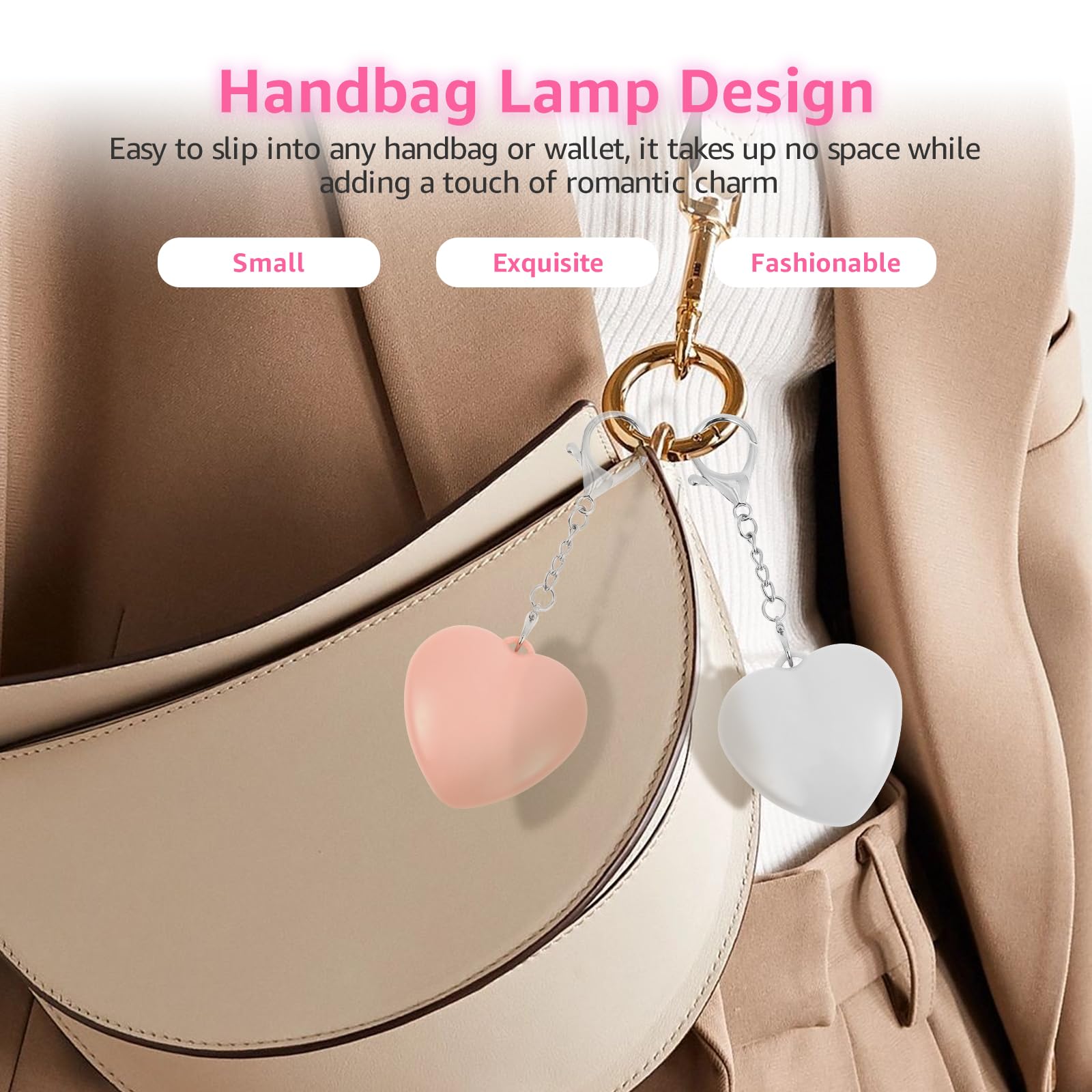 2Pcs Purse Glow Heart Light LED Automatic Sensor Form Purse Lamp Mini Touch Activated Handbag Light Portable Night — view 4