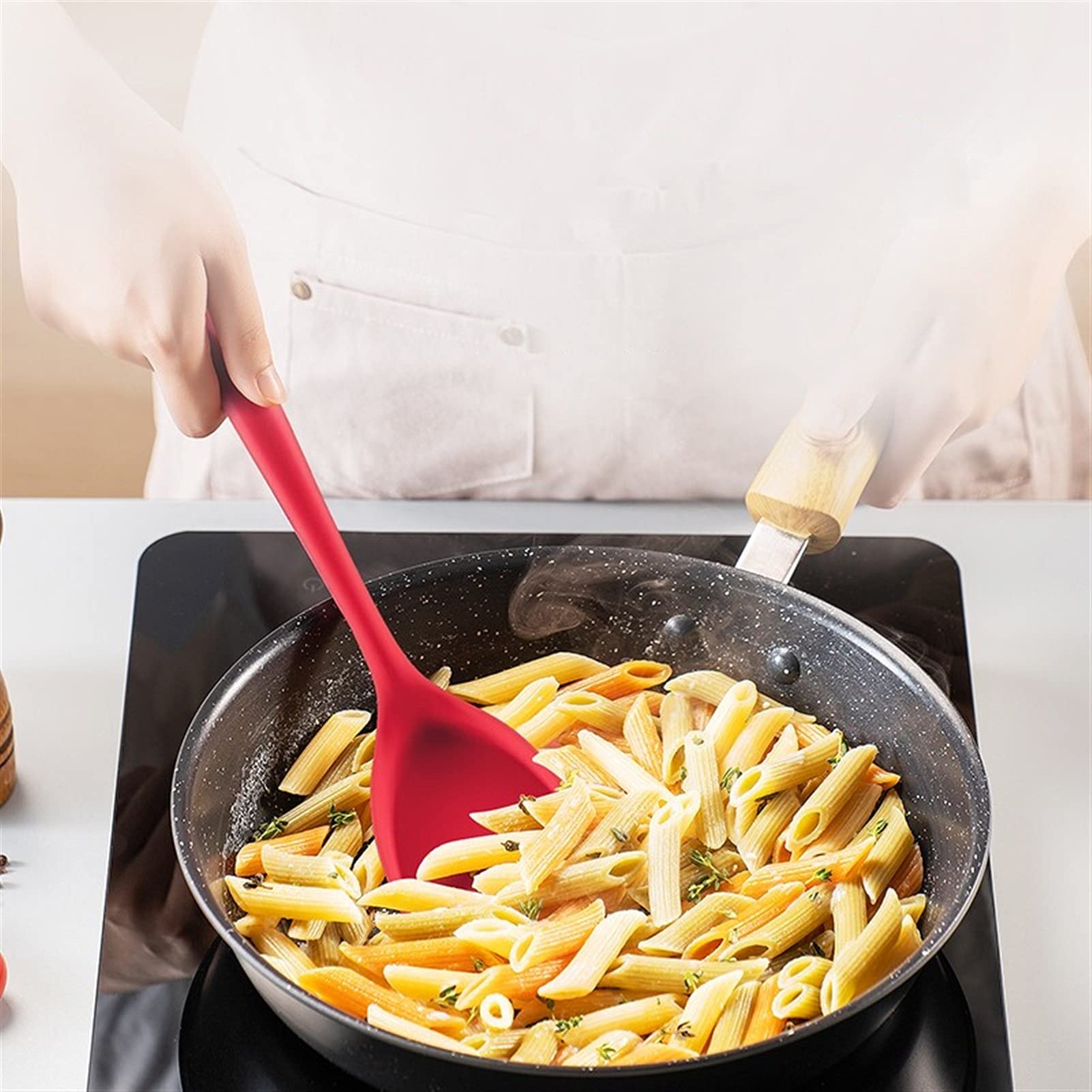 Silikon-Wok-Spatel, Antihaft-Pfannenwender für einfache Reinigung, geeignetes Kochgeschirr und Backzubehör