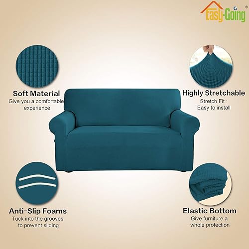 Miniatura 3 de Easy-Going Funda elástica para sofá, 1 pieza, suave, con parte inferior elástica, protector para niños, tela jacquard de elastano y poliéster con