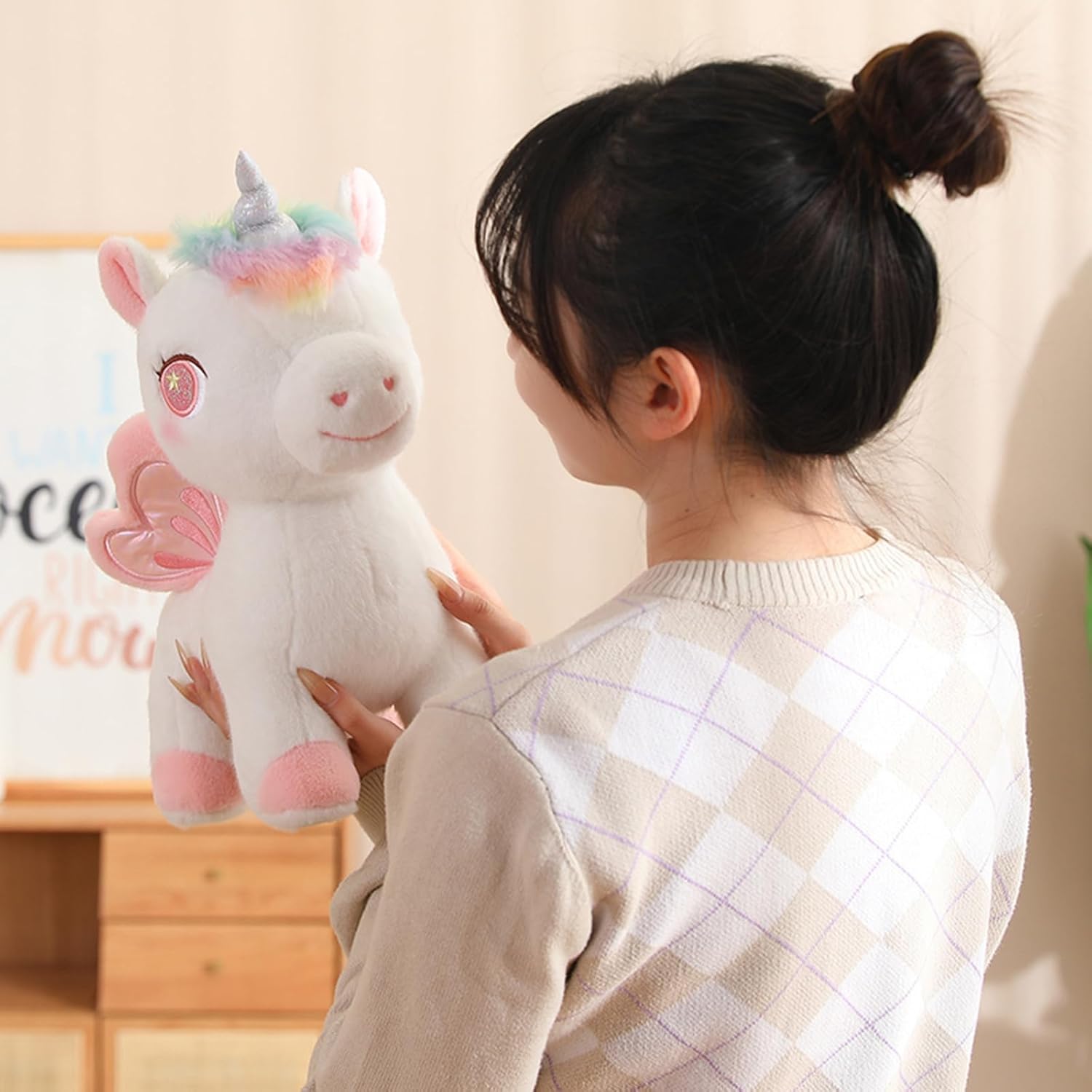 Plush Unicorn Stuffed Animal Hugging Pillow & Throw Pillow - Anime Gift for Kids & Lovers in Birthday, Valentine's Day, Christmas (14 Inch, Pink)