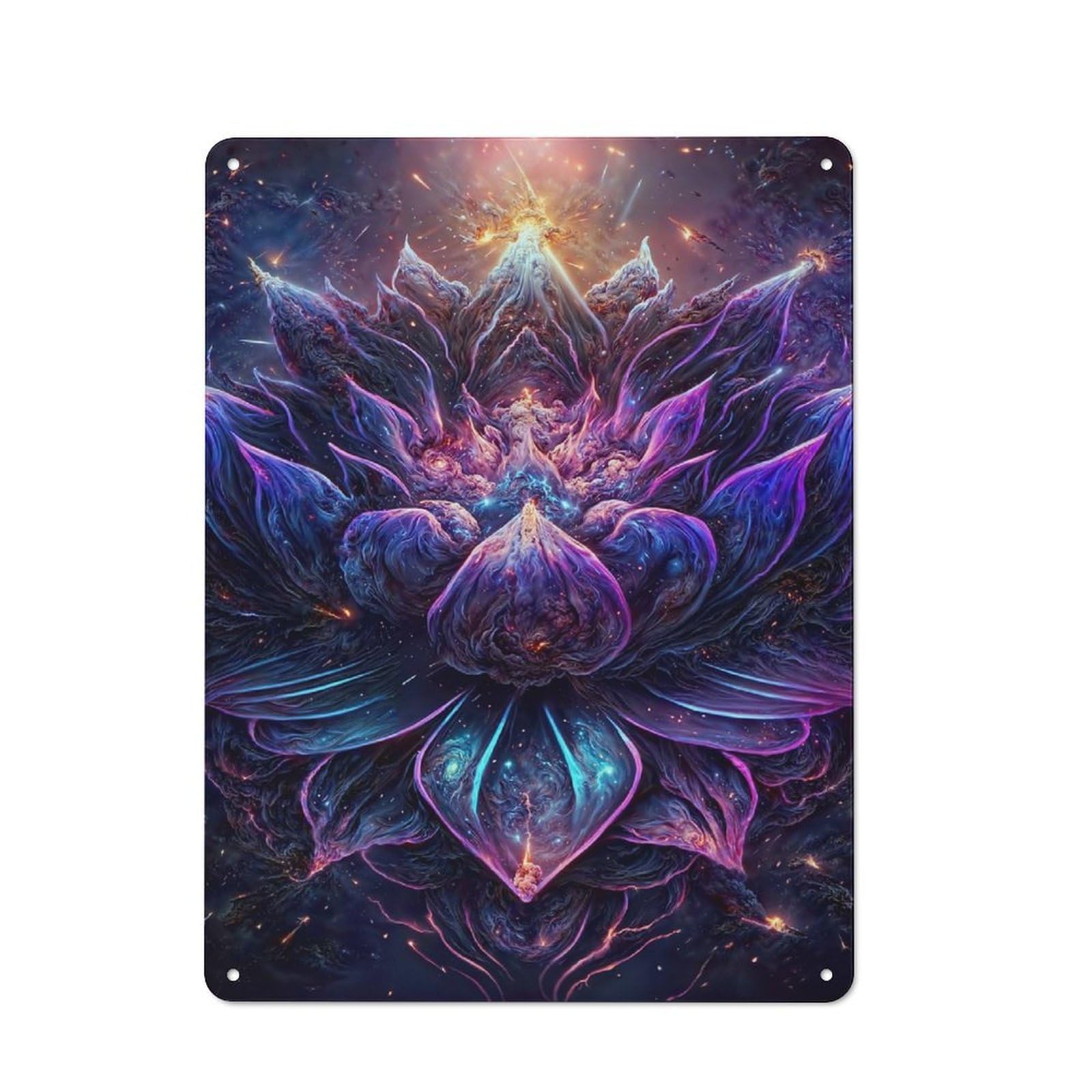 Junmoney Style-16 Retro Metal Wall Sign 40X30cm Featuring Space Lotus For Garage Wall, For Garage, Workshop And Man Cave Decoration