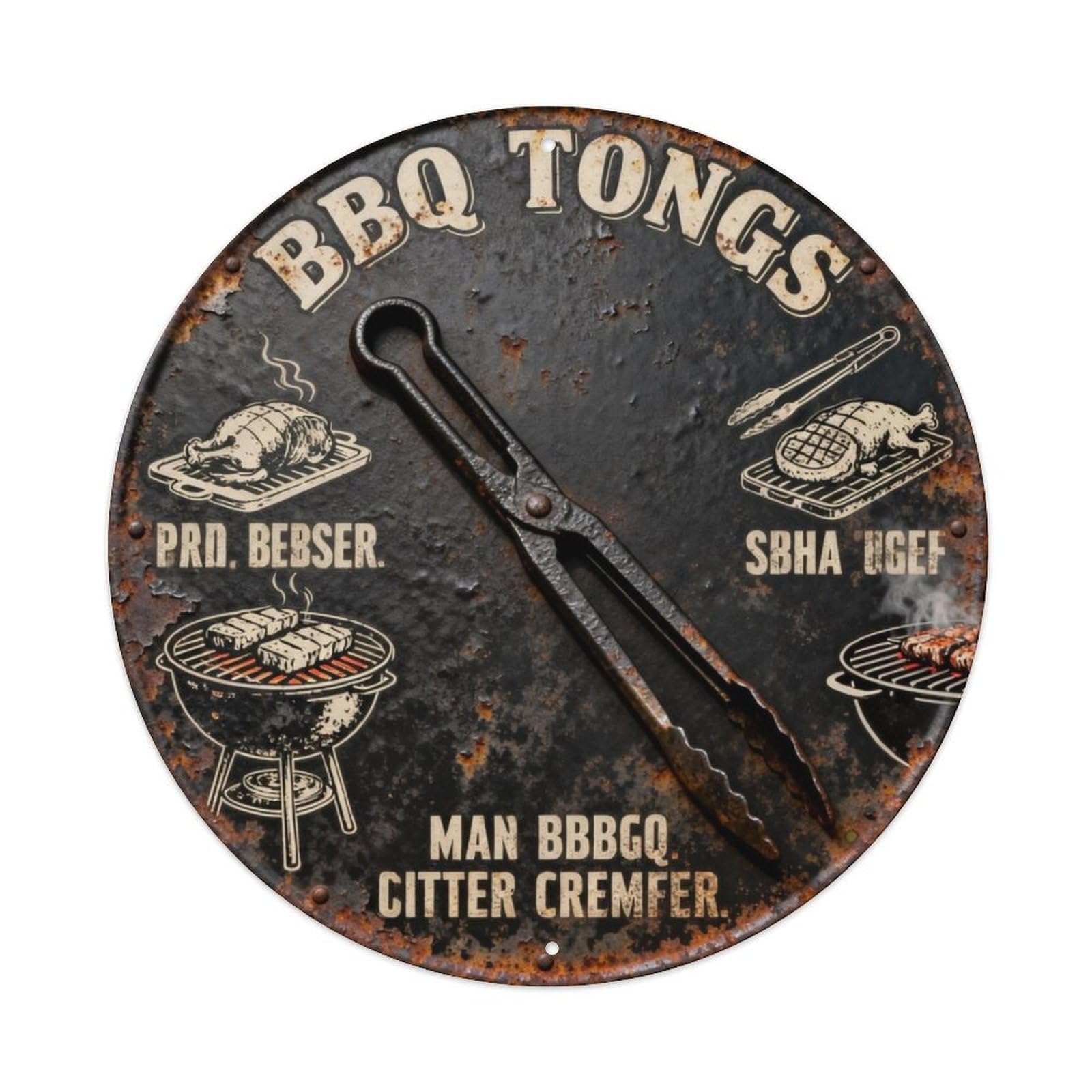 BBQ TONGS Metal Tin Sign Plaque
