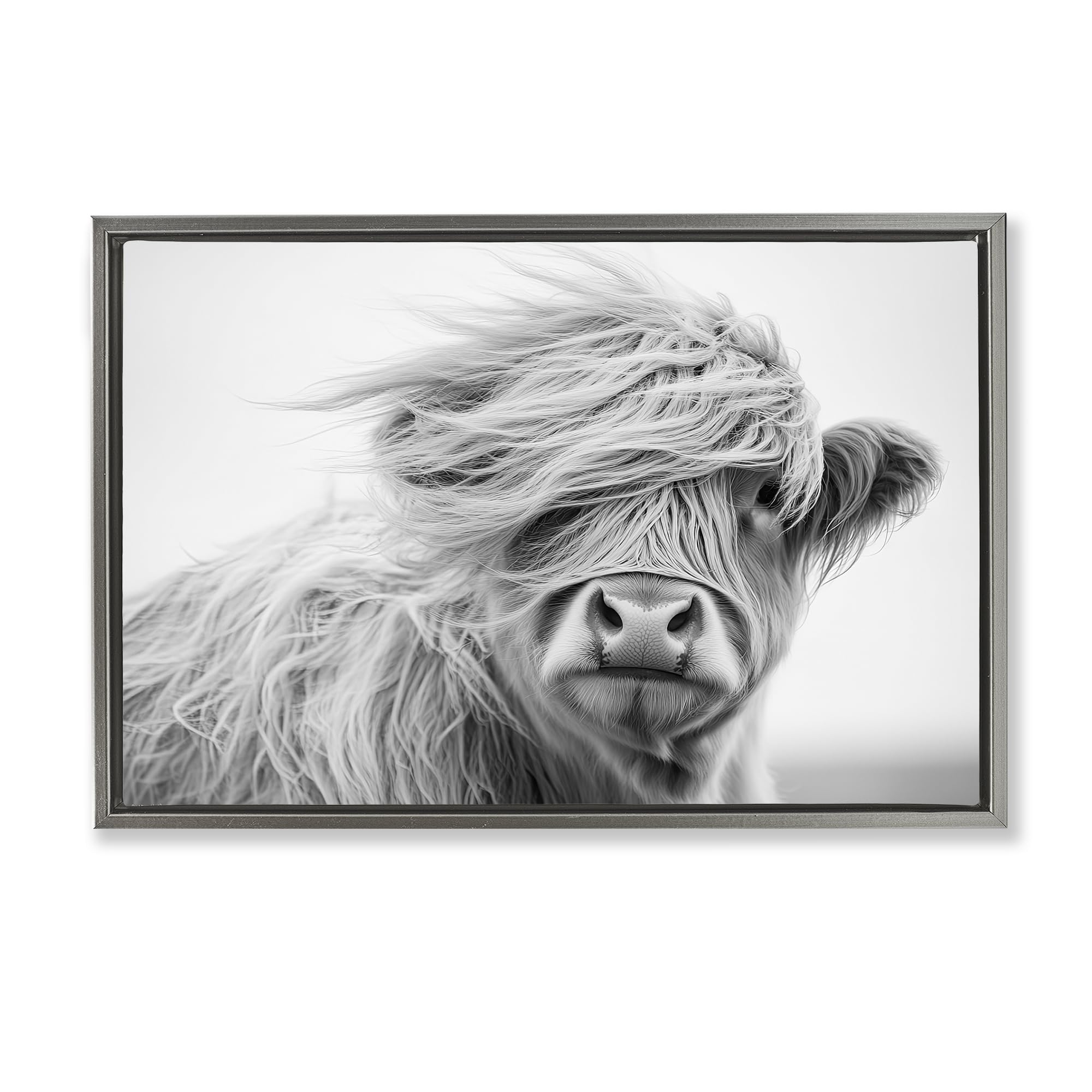 Stupell Industries 'Easy Breezy Highland', Floating Frame Canvas Art, Gray, 31 x 21 Inches, Easy to Hang and Sturdy, Made in USA, by Tina LeCour