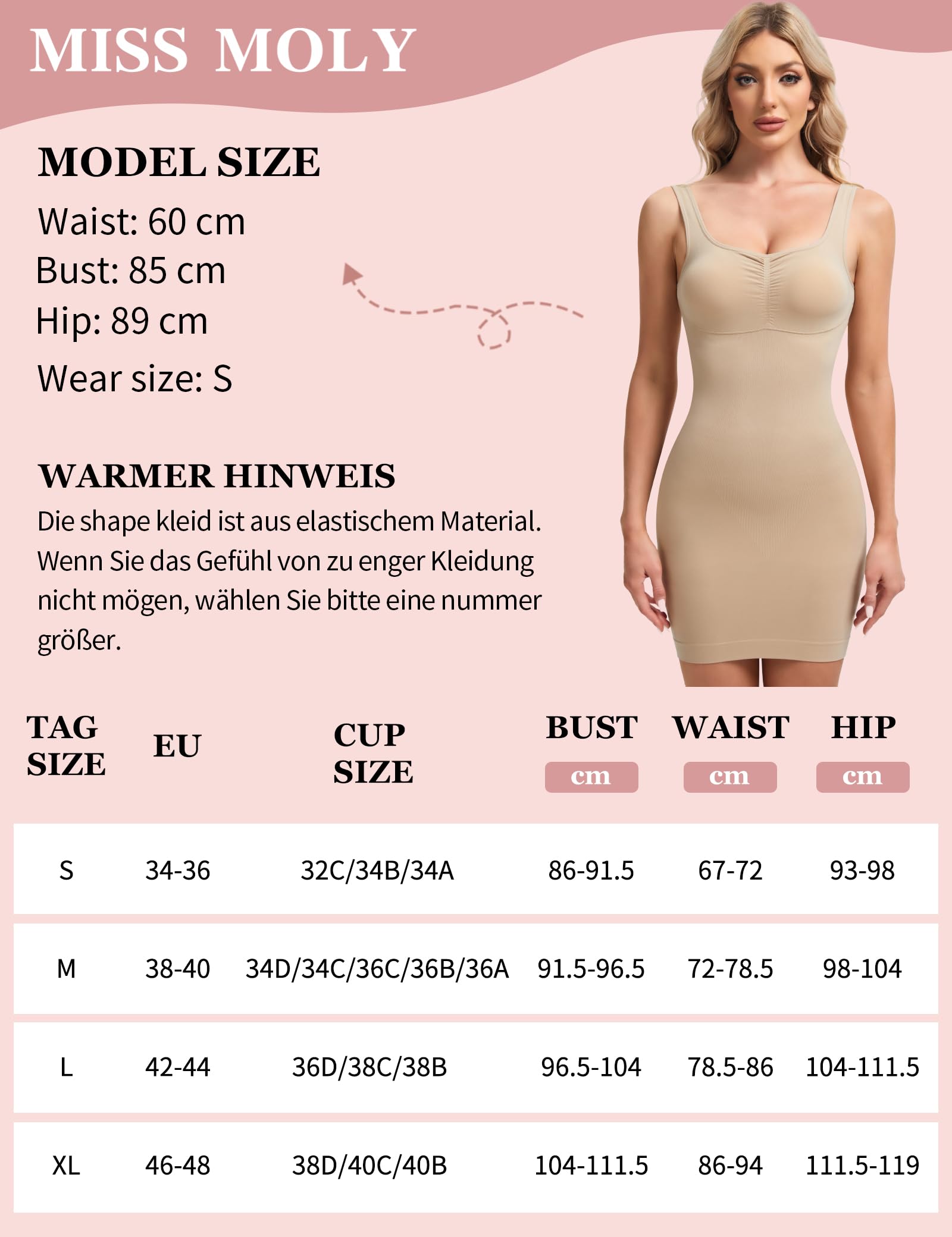 MISS MOLY Shapewear Vestido de mujer sin costuras, sin costuras, vestido de corpiño para mujer, enaguas moldeadoras de figura, bragas completas con sujetador
