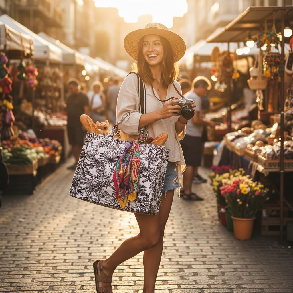 Large Tote Bag for Women with Strap, Linen Jacquard Handbag, Retro Tiger Leopard Embroidered Purse | Detachable Strap, Retro Embroidered, Versatile - Image 3