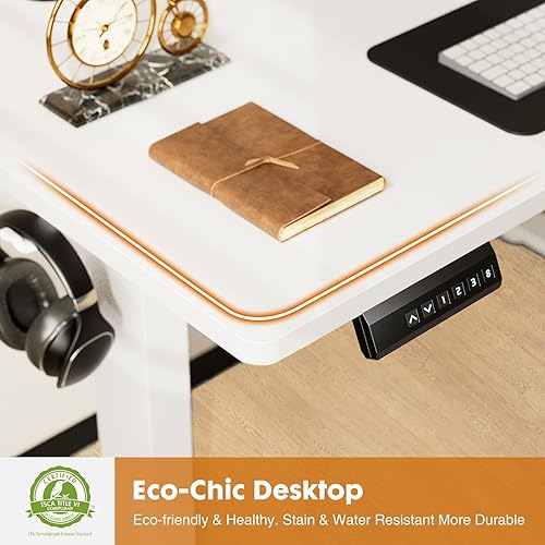Miniatura 7 de Sweetcrispy Escritorio de pie eléctrico de 55 pulgadas, escritorio de pie ajustable en altura para oficina en casa, escritorio de pie estable para