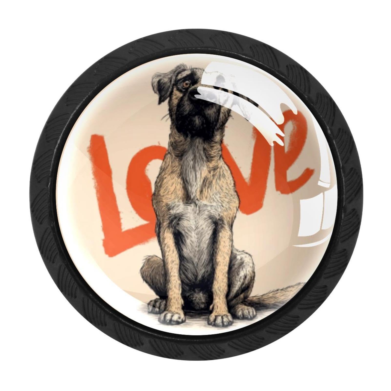 CHENZZZZ 4 pcs Love Dog (4) Cabinet Knobs Crystal Drawer Pulls for Kitchen, Bathroom Cabinet, Dresser and Cupboard