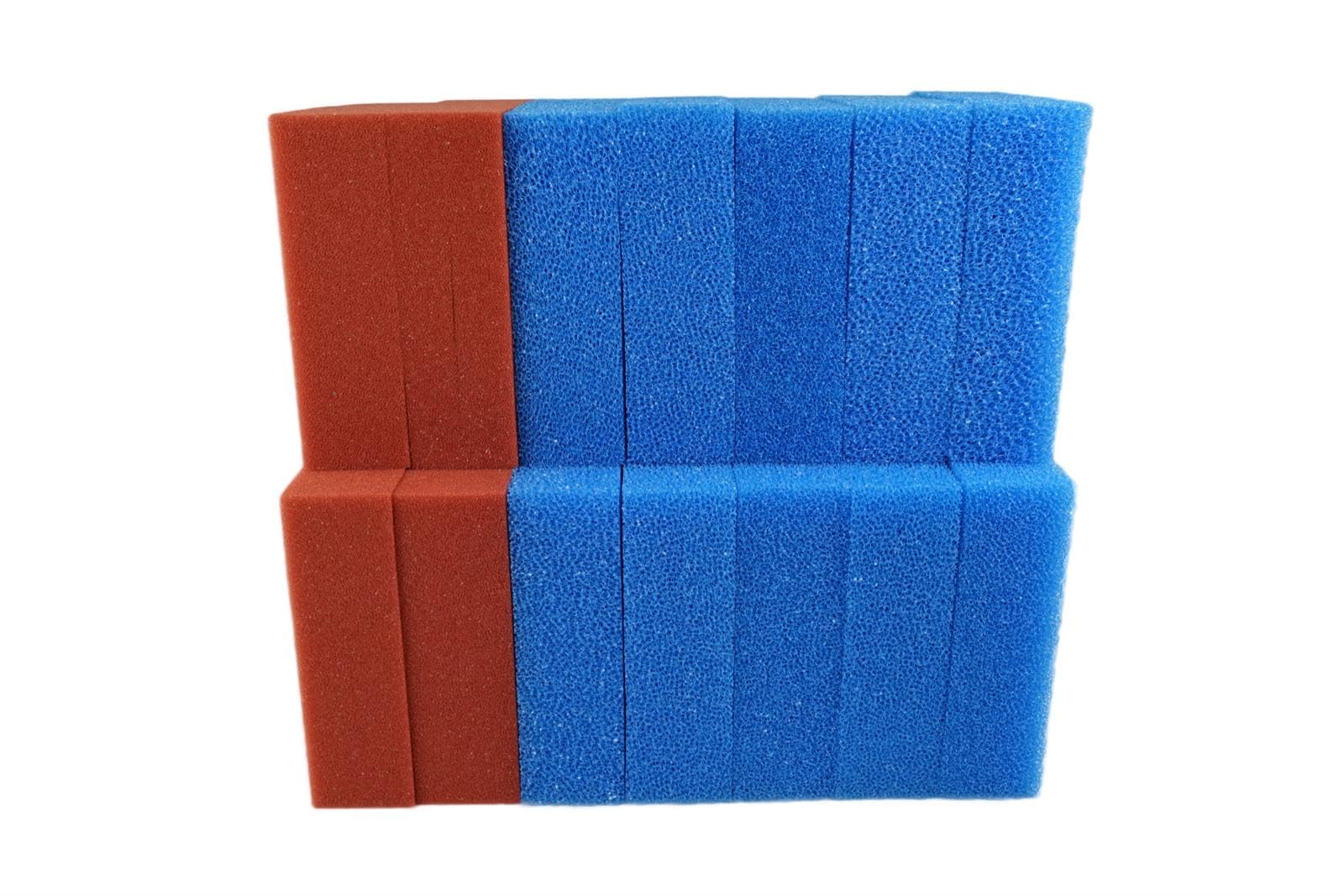 Oase BioTec 5/10/30 Lot d'éponges de rechange pour filtre de bassin - Éponges filtrantes rouges et bleues 25 x 25 x 8 cm