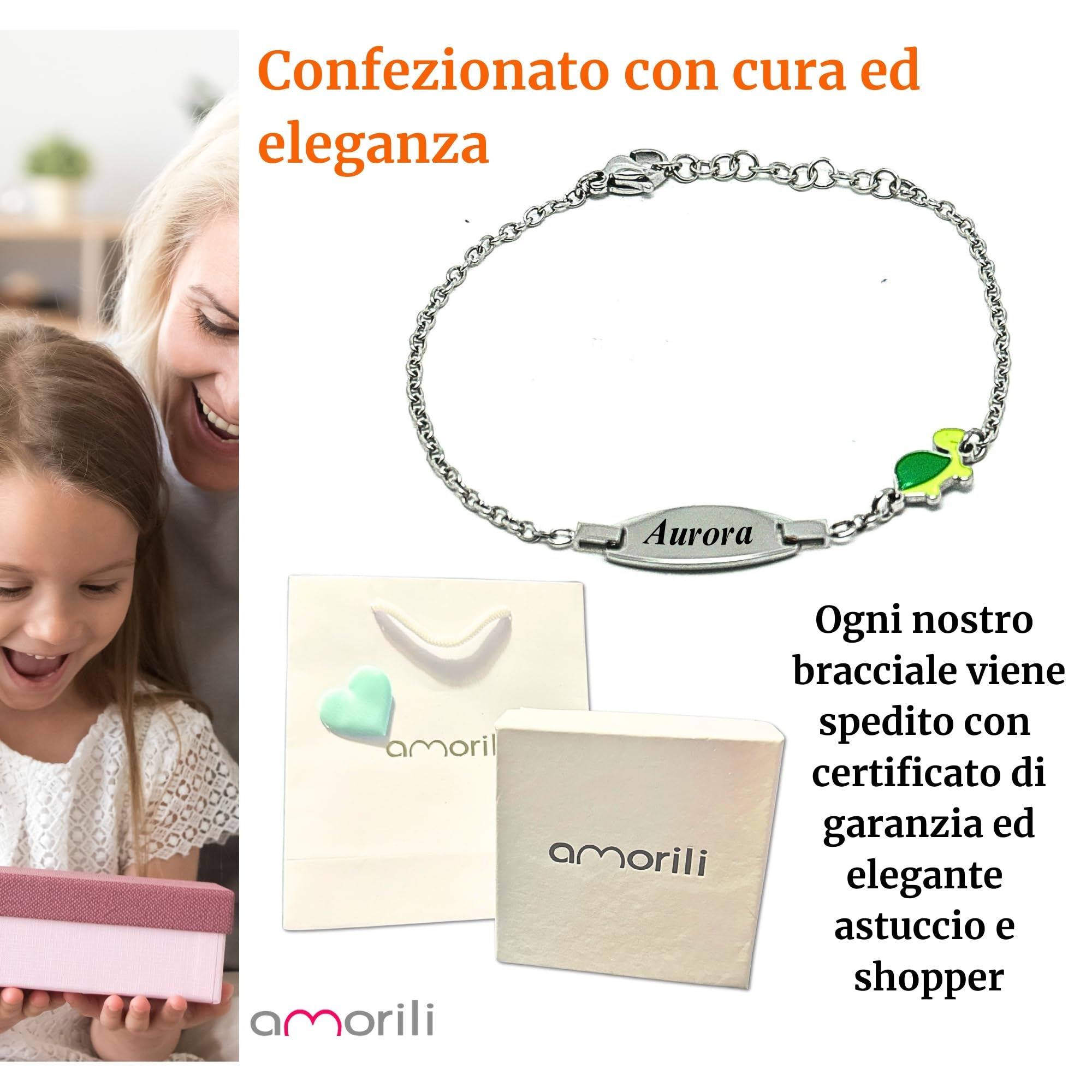 Bracciale Bambina Personalizzato in Acciaio Inox – Idea Regalo Nascita, Battesimo, Compleanno – Gioiello Bimba con Incisione Gratuita BCC3103