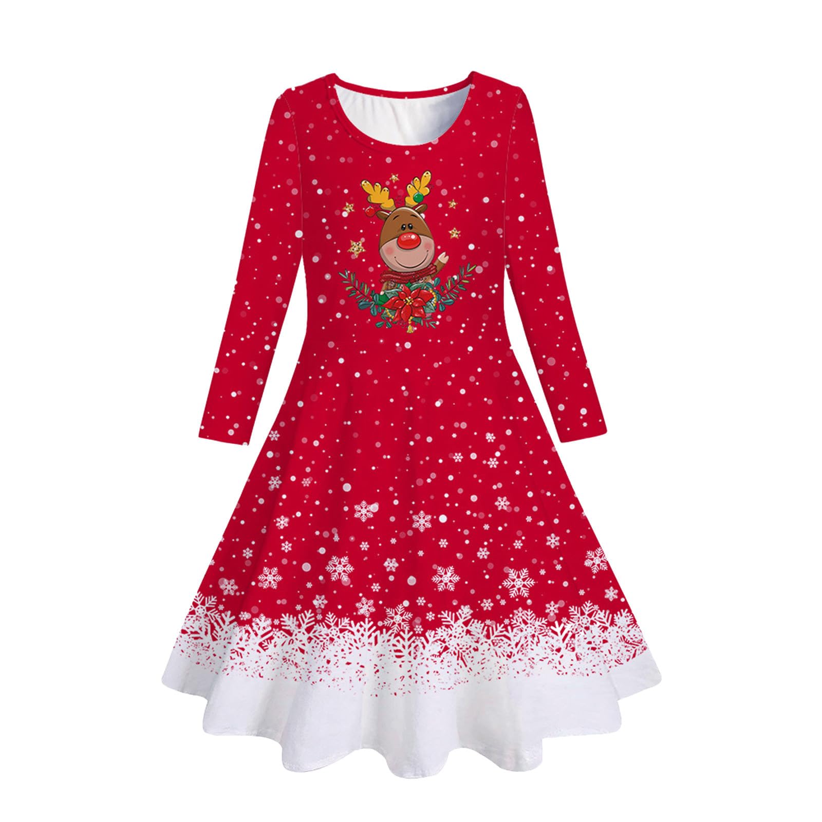 Générique Vestito natalizio con stampa a maniche lunghe, vestito festivo per spettacoli di Natale e gusti