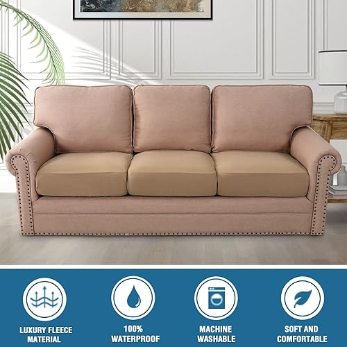 Miniatura 5 de H.VERSAILTEX Fundas de cojín para sofás y sofás, fundas elásticas para sofá, fundas de sofá 100% impermeables para mascotas con tela gruesa de doble