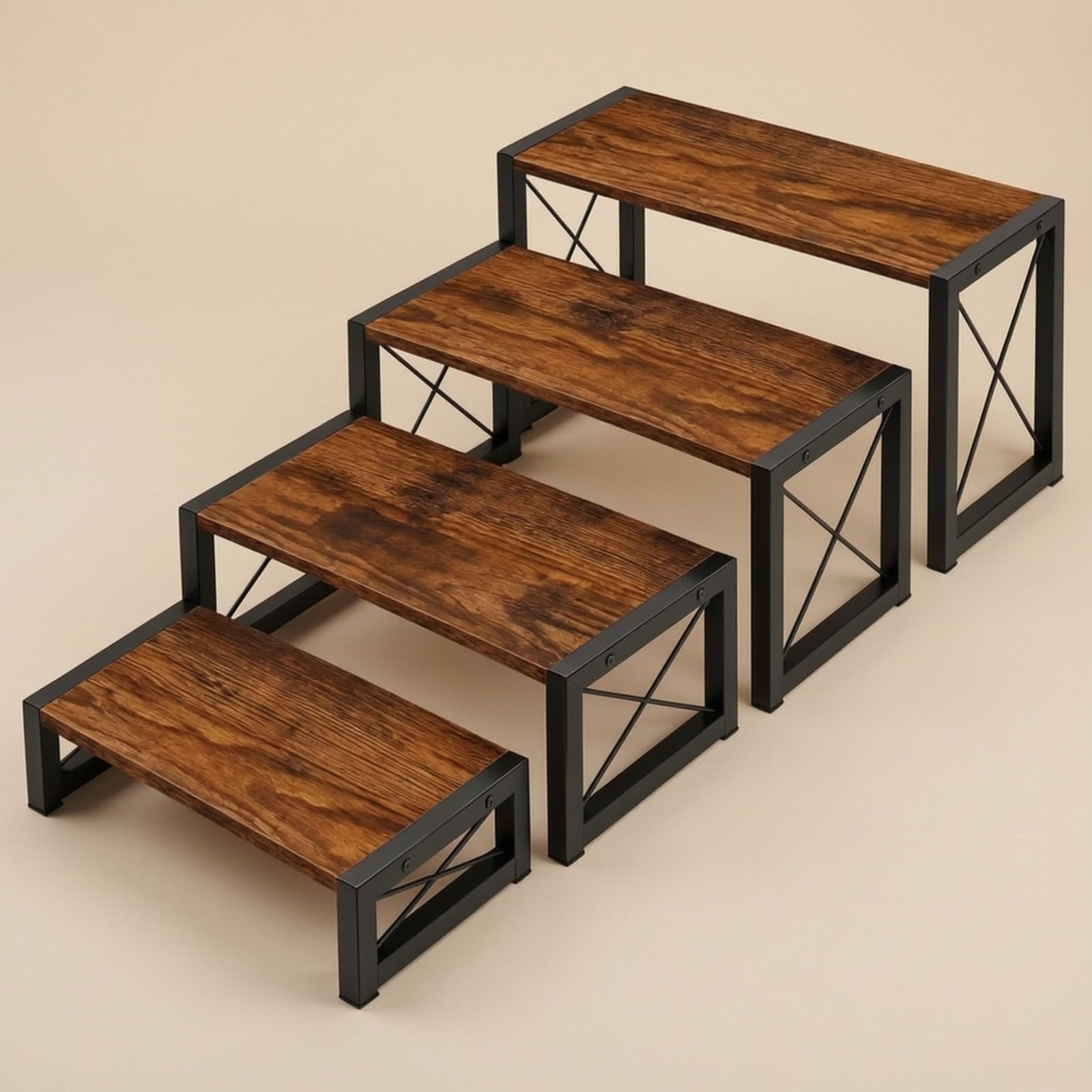 B Baosity Rack Almacenaje con s Tablero Partículas Versátil Expositor con Estructura Metálica Resisn ría para Mesa, Negro