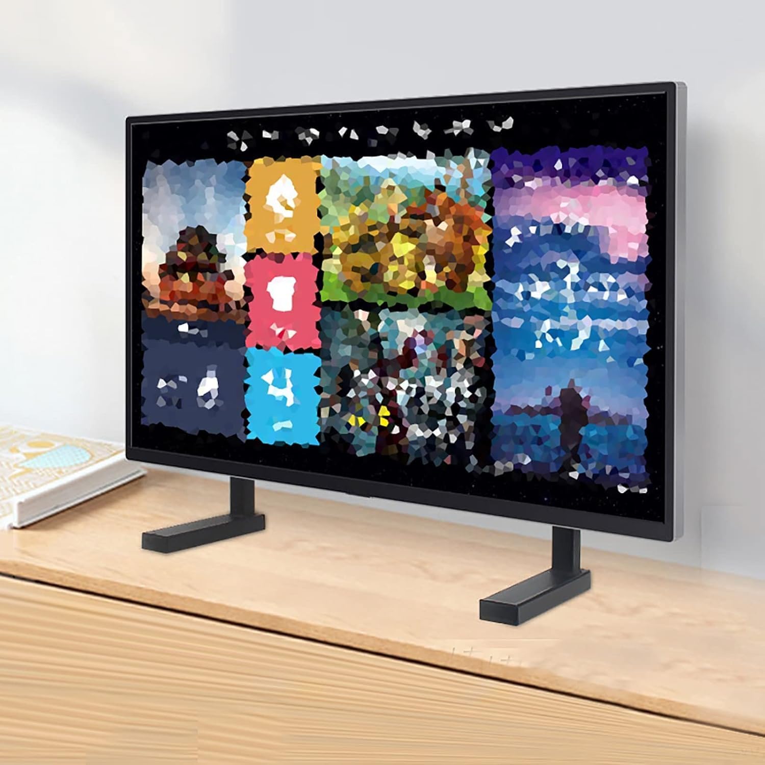 Desktop TV Stand, Desktop TV Base, Adjustable Hook Hole Distance, Suitable for 50-75 Inch LED Screen Displays