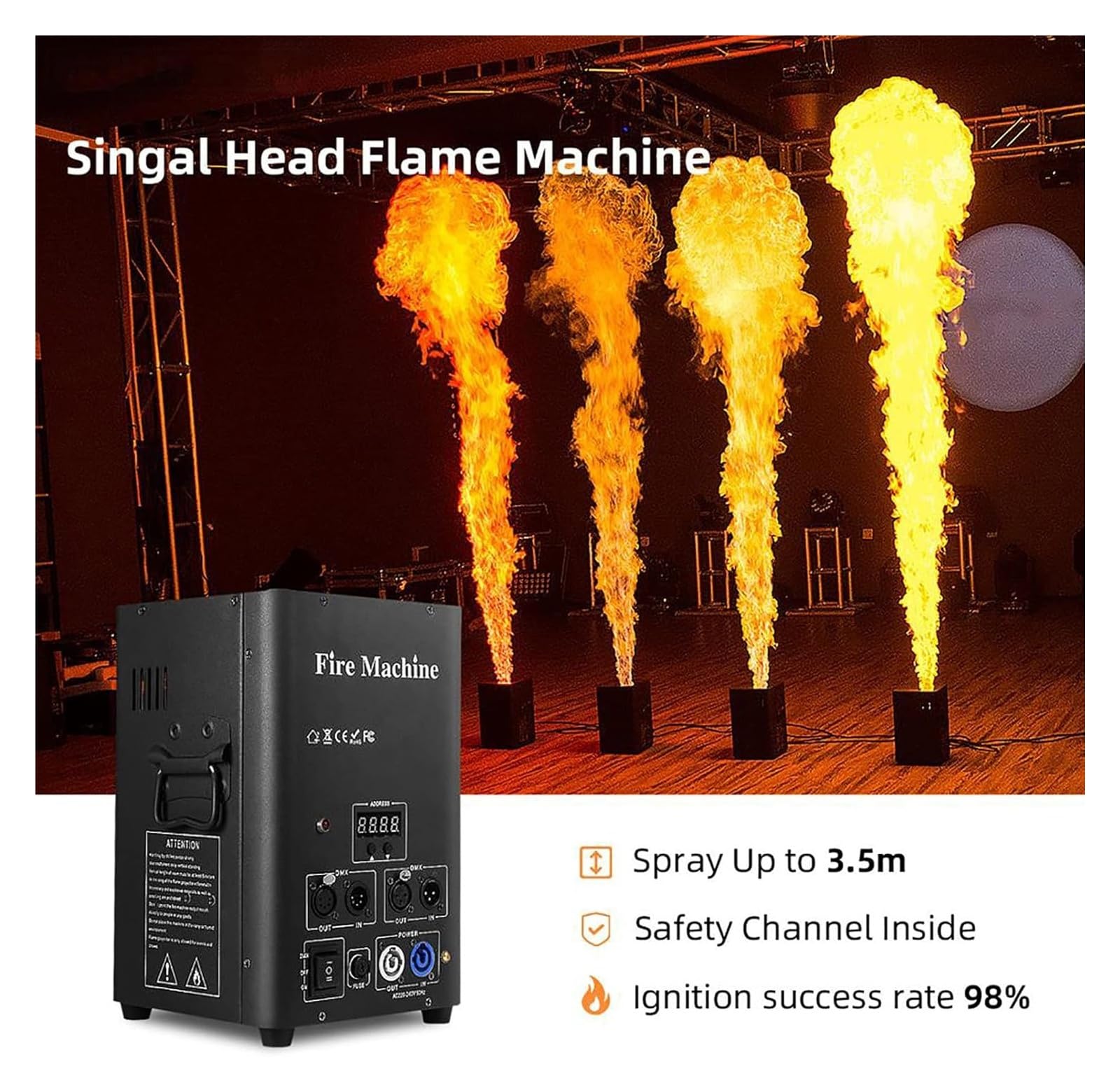 Macchina a effetti speciali per il fuoco, macchina a getto DJ, altezza della fiamma: 3M (10 piedi) con canale di sicurezza per lo stadio interno