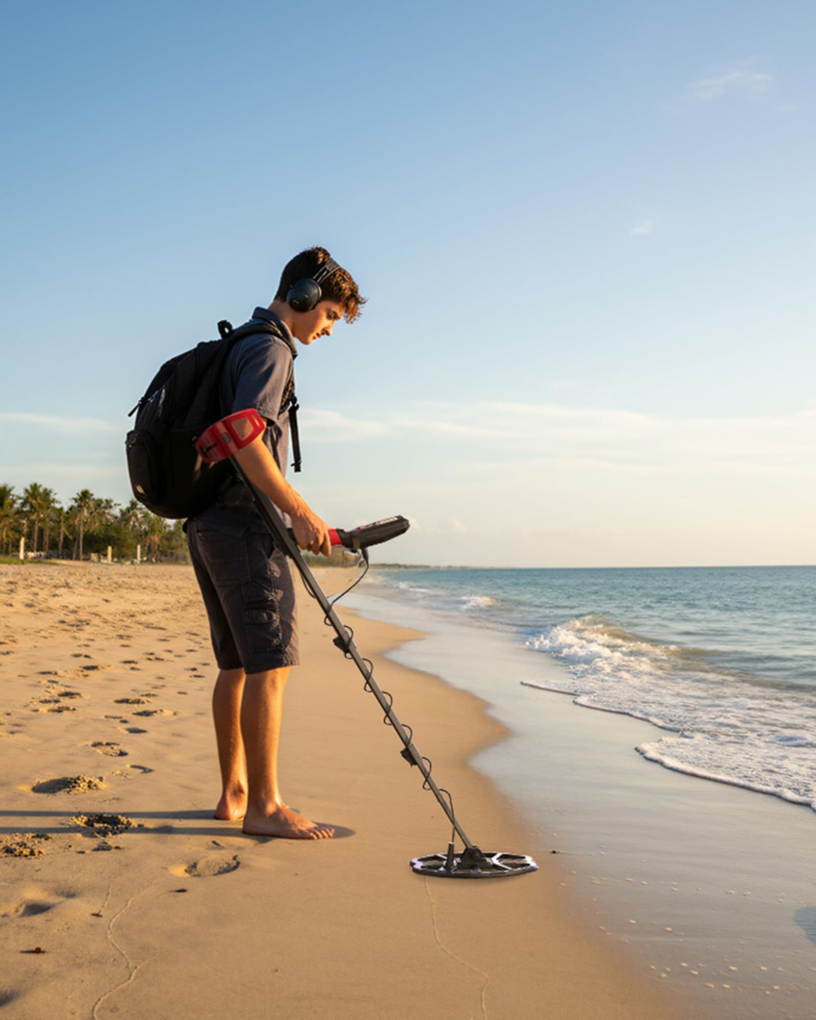 KAIWEETS Détecteur de Métaux, 5 Modes de Détection, Bobine Double-D 11" Étanche IP68, Batterie Rechargeable, Kit Complet avec Pelle Renforcée, Casque et Housse de Pluie, Idéal pour Plage