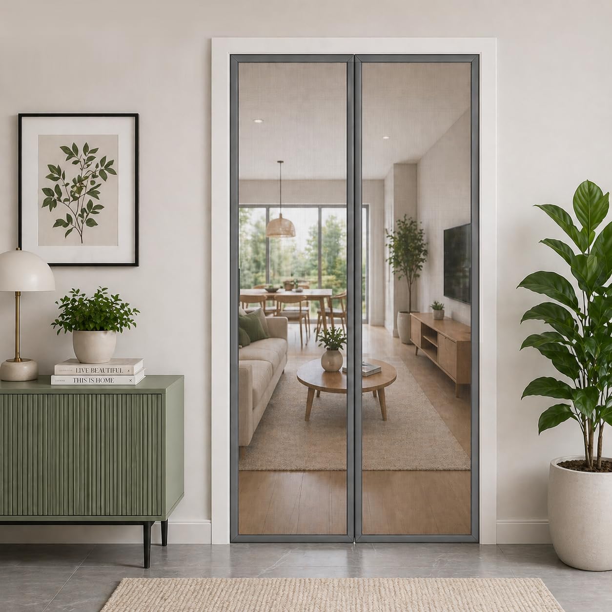 Mosquito Door Net Magnetic 200 * 100cm Grey Mesh Doors for Main Door Auto-Closing Insect Screen to Keep Mosquito Out-image-39