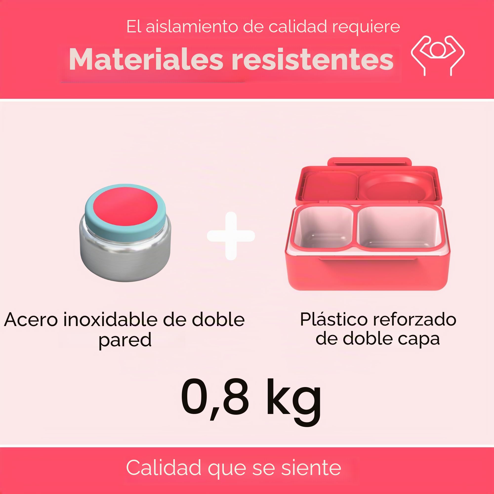 Omie OmieBox UP - Lonchera bento para niños, lonchera aislada, a prueba de fugas, tarro térmico con aislamiento al vacío, bolsa de hielo más fresca, 2 compartimentos (rosa cereza)