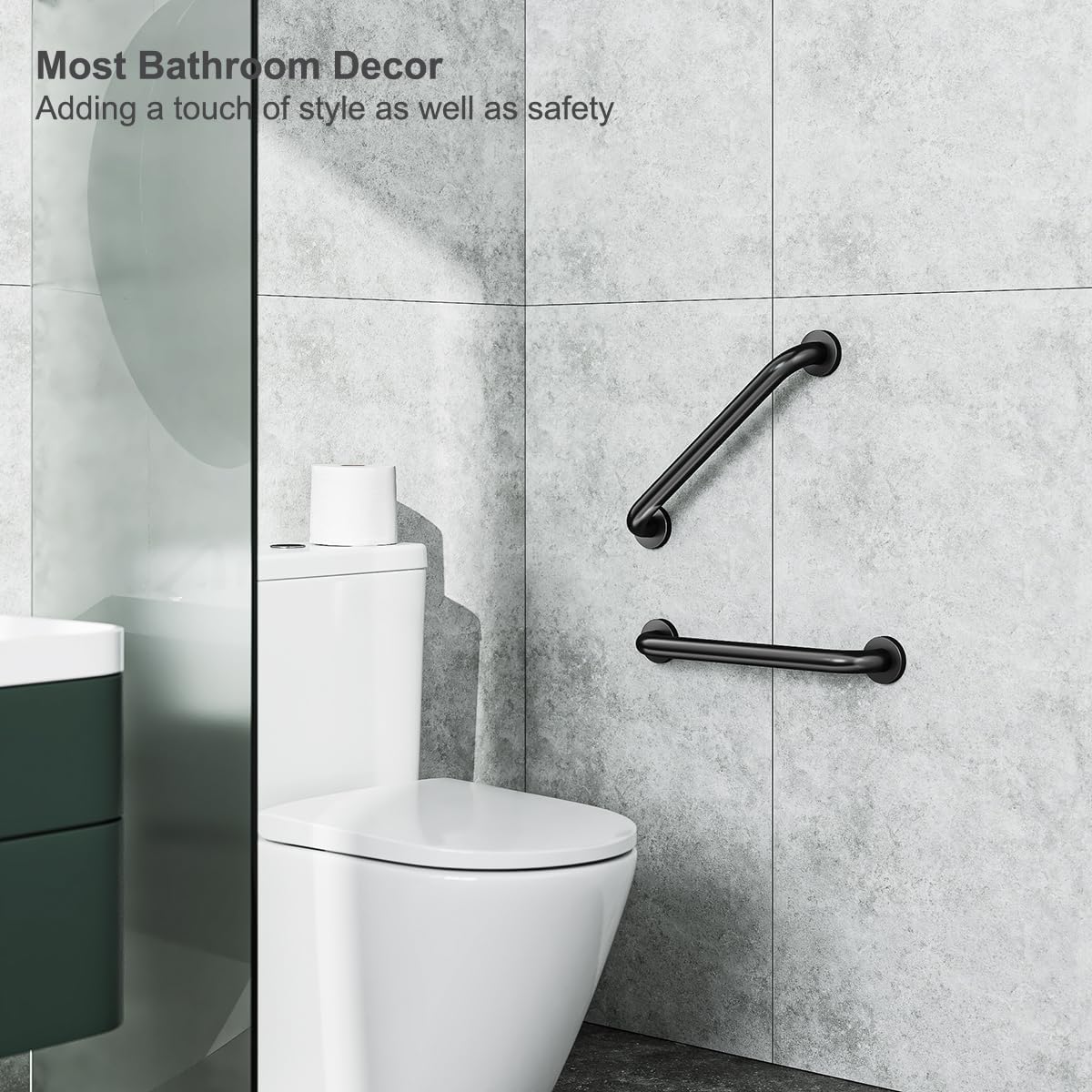 16 Inch Stainless Steel Bathroom Safety Grab Bars, Set of 2