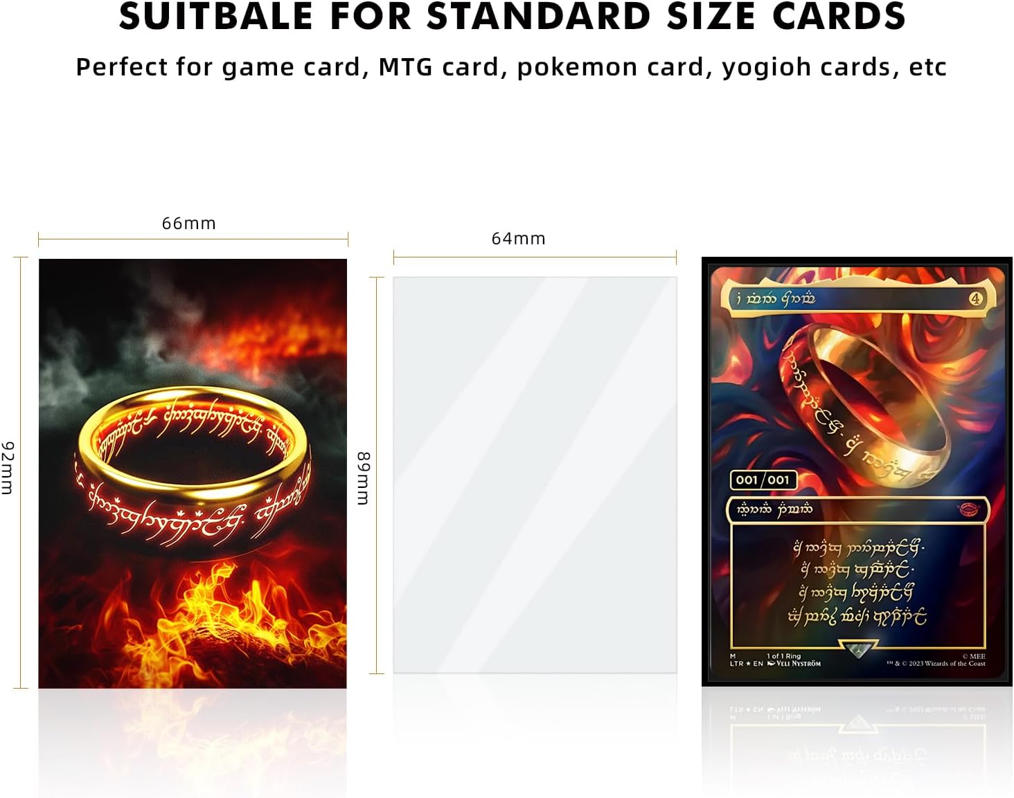 Katomula 100 MTG Card Sleeves with 100 Inner Sleeve, Textured Back Art Sleeves, Fit Standard Size Cards- The-One-Ring