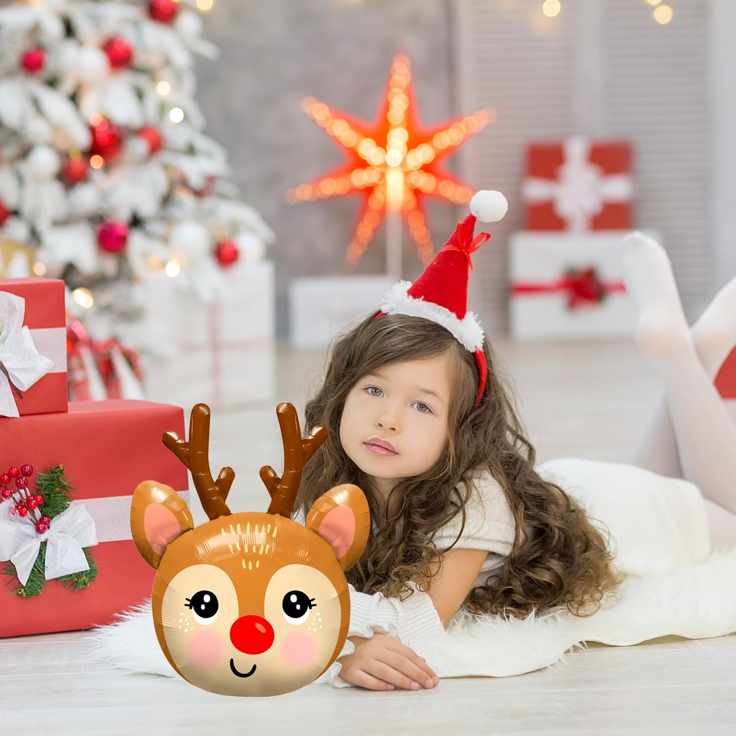 HAICN 5Pieces Reindeer Foil Balloon Deer Horn Air Walker Balloon Xmas Party Decorations Gift for Kids Photo Props - Image 4