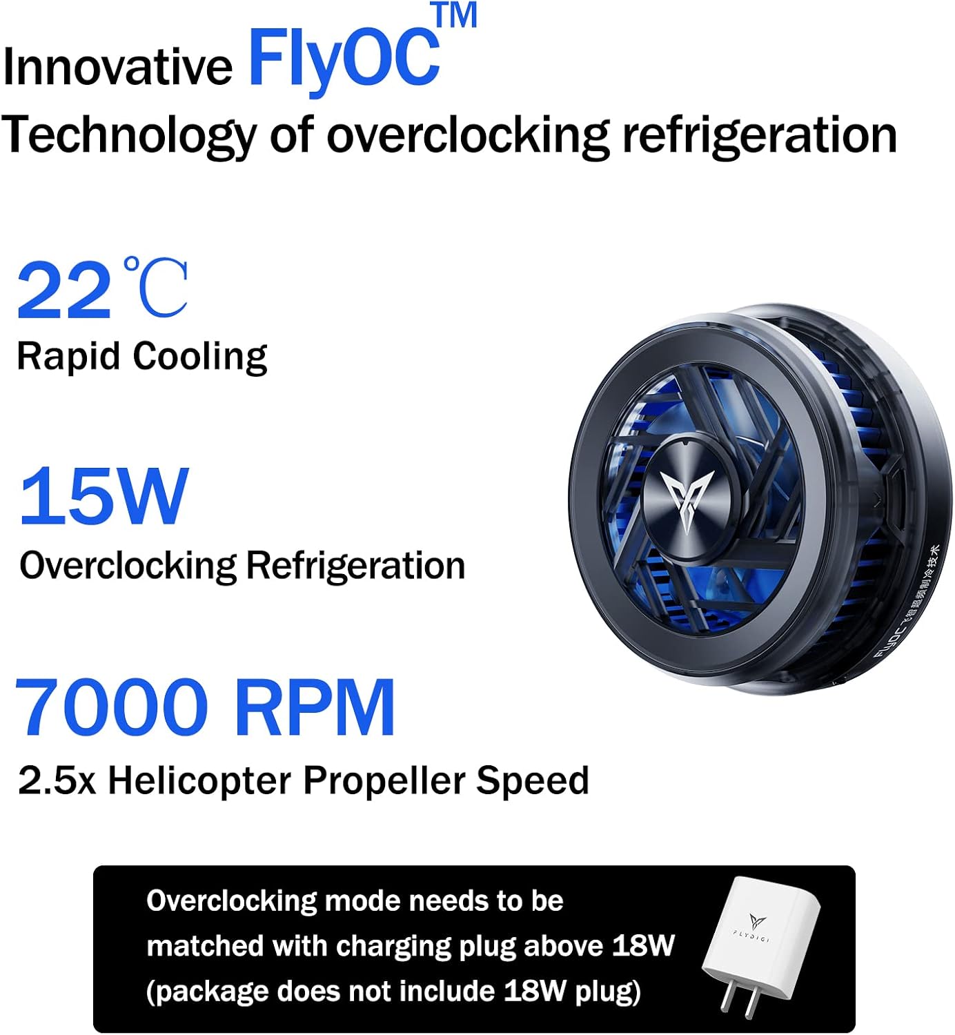 FLYDIGI B5X Magnetic Cell Phone Cooler, Upgraded 10-15W Higher Power Intelligent Frequency Conversion Temperature Control, Larger Cooling Area, Quieter, Portable Cooling Fan for Phone/Tablet/Ipad image 2