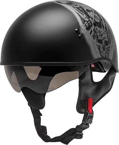 Miniatura 5 de GMAX HH-65 Naked Tormentor Medio Casco (negroplata, XL) - Aprobado por FMVSS 218