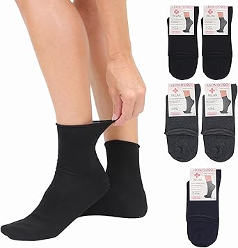 Calzini Diabetici Donne 6 Paia Di Calze Circolatorie Per Donne Diabetiche - Taglia 9-11, Cotone, Design Colorato E Morbido Calzini Circolatori - Foto 4