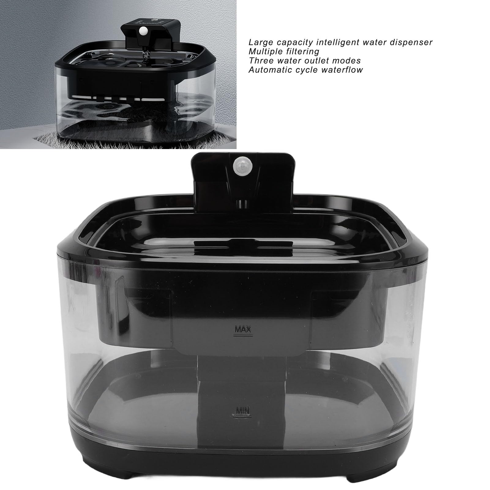 Fuente de Bebida para Gatos de 4.5l de Gran Capacidad, Fuente de Filtración de Ciclo Automático de Operación Silenciosa, Promueve el Agua Higiénica para Beber para Mascota de