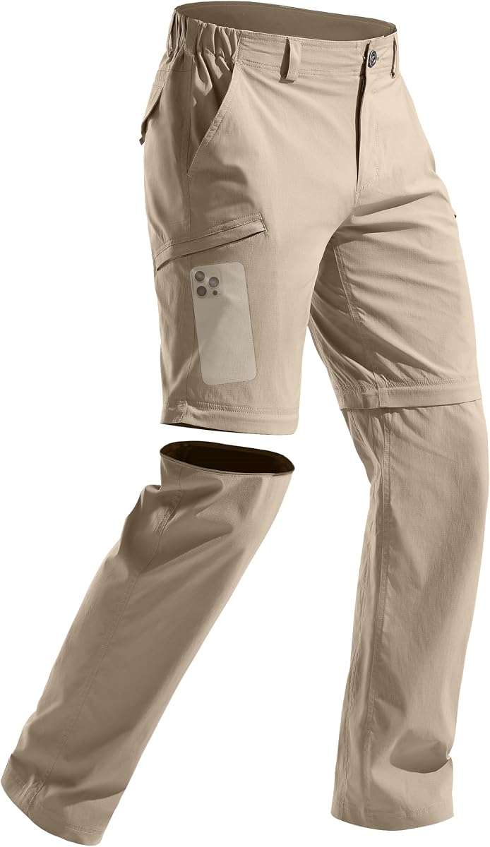 FREE SOLDIER Pantalones de senderismo convertibles al aire libre para hombre con cinturón, ligeros, de secado rápido, pantalones tipo cargo tácticos, nailon y spandex