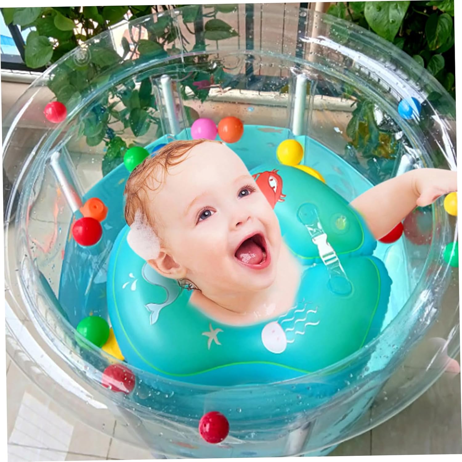 Yeory Kiddie Pool 29.5x31.5in Inflatable Baby Pool Cartoon Pattern Baby Swimming with Drainage Transparent Sealed PVC Cooling Toddler for Hot Days, Toddler