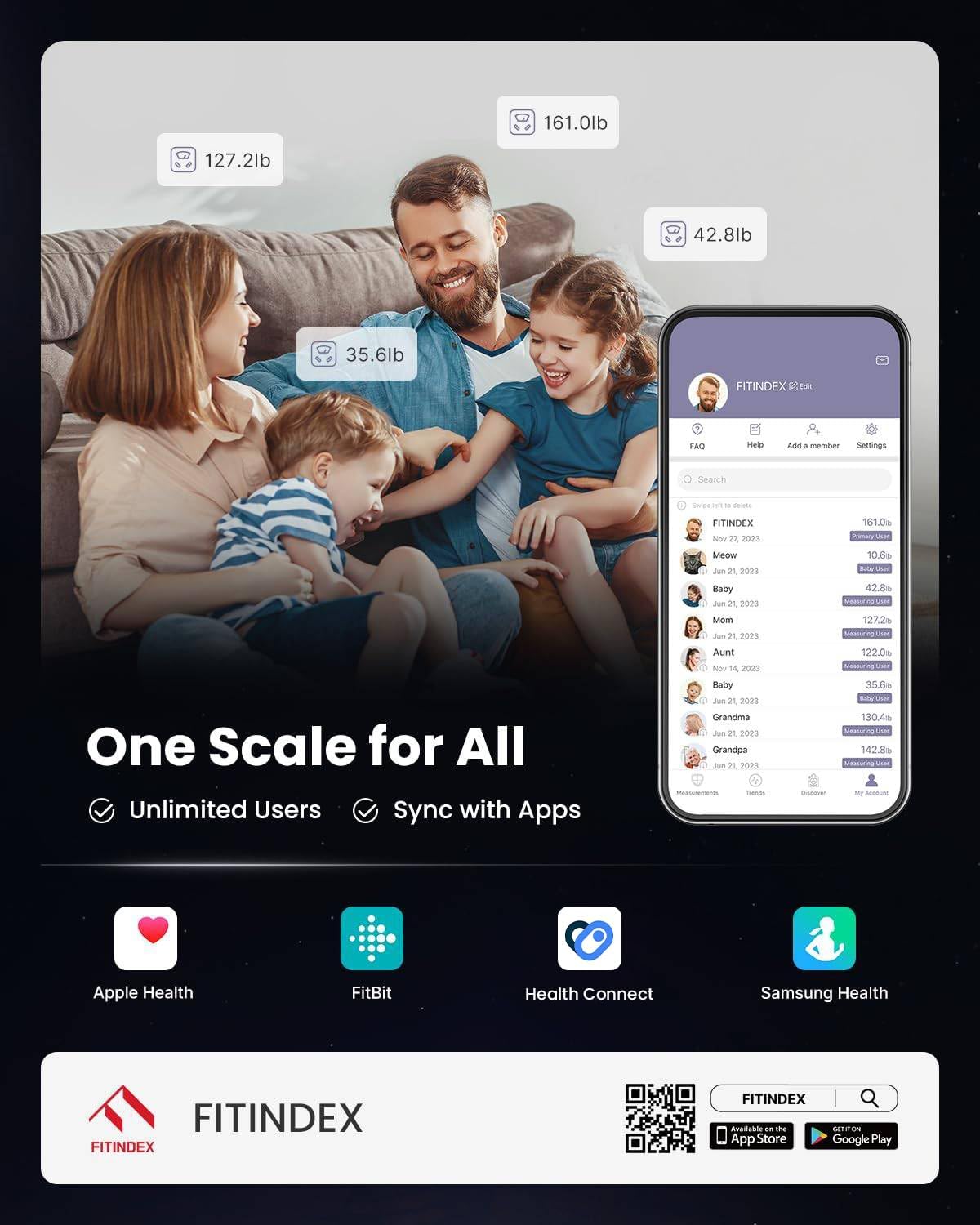 FITINDEX Smart Scale for Body Weight, Body Pod Scale [2026 Upgraded], 8-Electrode Body Composition Scale with BMI, Body Fat, Muscle Mass, Digital Bathroom Scale with Larger Platform, Bluetooth