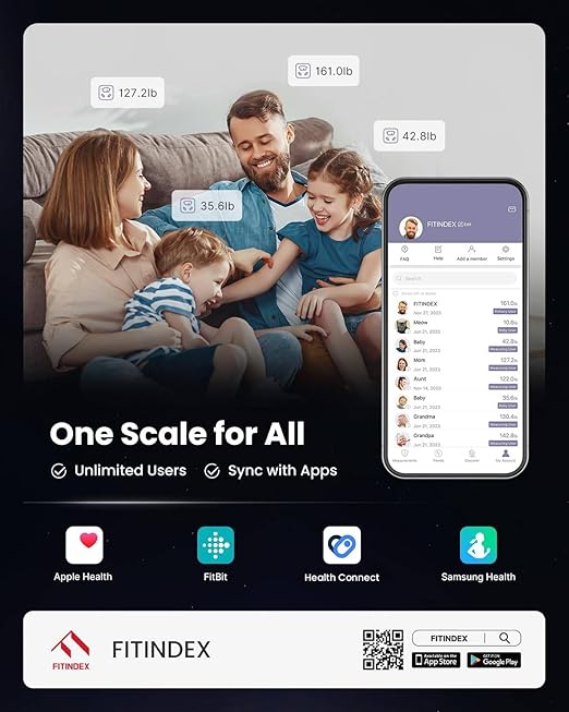 Báscula Inteligente FITINDEX con Medición Corporal, Bluetooth miniatura 6