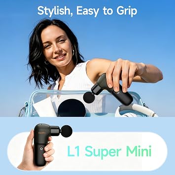 HEYCHY Super Mini Massage Gun, Deep Tissues Percussion Muscle Massager | Compact Sports Travel Massage Gun, FSA Eligible Portable Massager Gun for Her Him, Handheld Massager Gun HSA Eligible Black