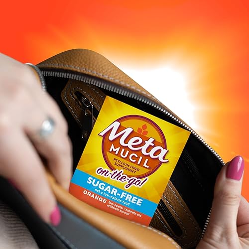 Miniatura 4 de Metamucil On-The-Go, suplemento de fibra de cáscara de psyllium, fibra 4 en 1 para la salud digestiva, sin azúcar, sabor a naranja, 30 unidades x 2