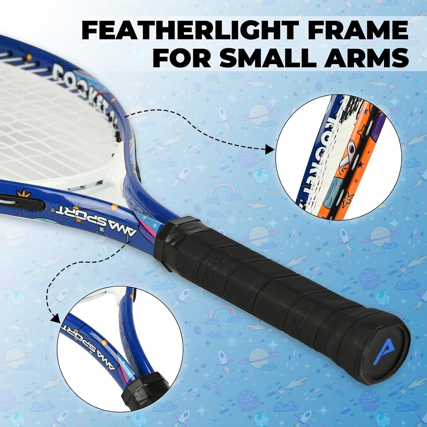 AMA SPORT Kids Tennis Racket 17/19/21/23/25 Inch Tennis Racket for Kids Girls and Boys Beginners Toddlers Starter Junior Racquet with Shoulder Strap Bag (Age 2-10)