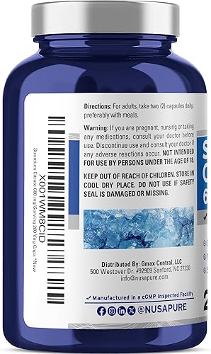Miniatura 3 de NusaPure Estroncio 680 mg 200 cápsulas vegetarianas (sin OMG, veganas)