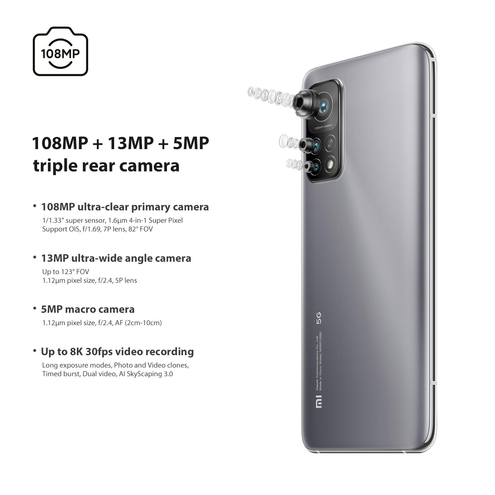 XIAOMI Mi 10T Pro Teléfono 8GB RAM + 128GB ROM, 6.67