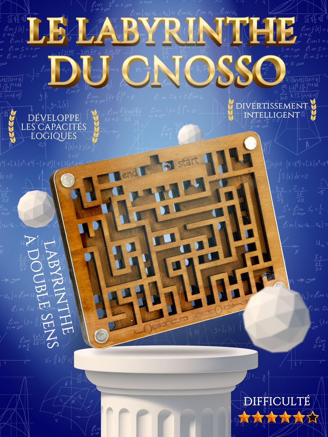 Logica Jeux Art. Le Labyrinthe du Cnosso - Casse-tête en Bois - Difficulté 5/6 Incroyable - Série Euclide