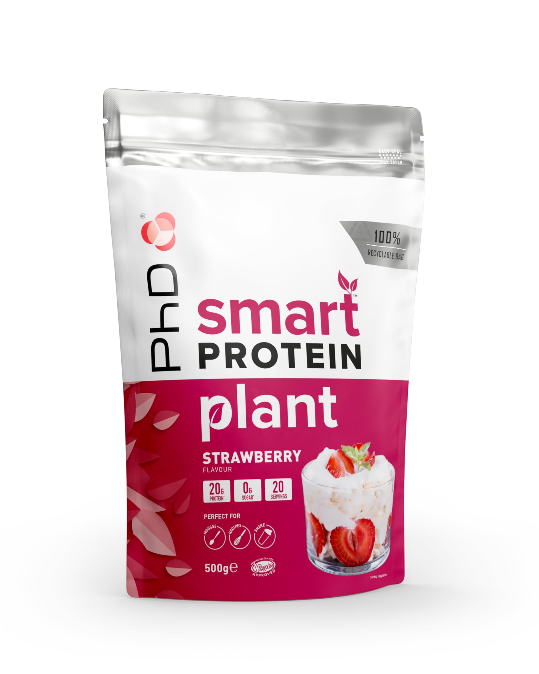 Smart Plant, High Protein Vegan Shake, Ideal for Shakes, Baking and Deserts, Eton Mess Flavour, 20 Servings per 500 g Bag