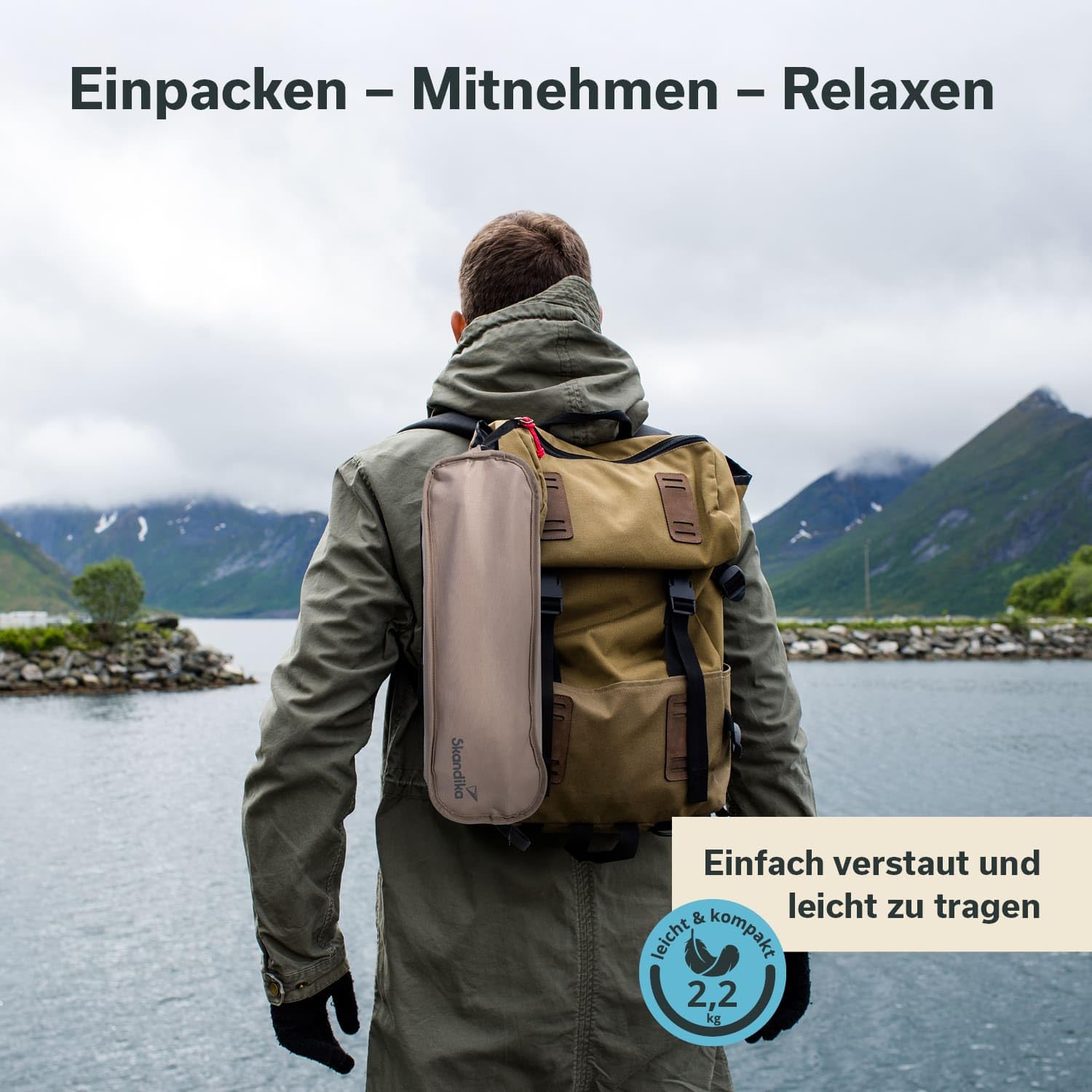 Skandika Campingstuhl Solig | Klappstuhl faltbar, bis 120 kg belastbar, Stahlrahmen, Rückenlehne gepolstert, Mesh-Einsätze | Campingstühle, Klappstühle, Stuhl für Camping, Outdoor, Balkon (Beige)