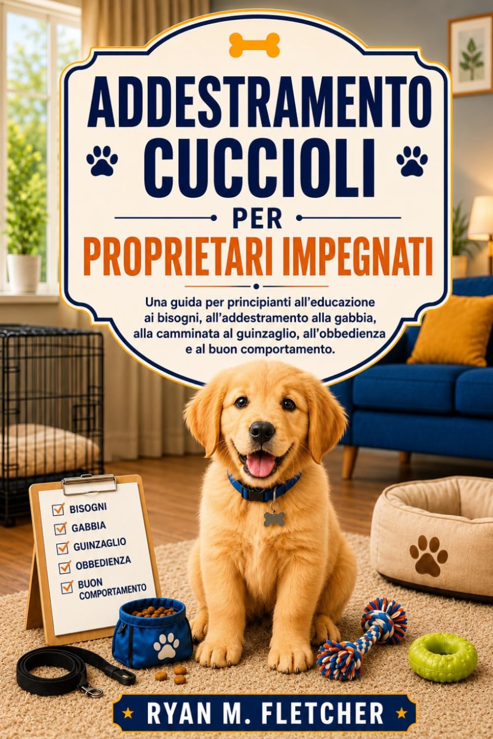 ADDESTRAMENTO CUCCIOLI PER PROPRIETARI IMPEGNATI: Una guida per principianti all’educazione ai bisogni, all’addestramento alla gabbia, alla camminata al guinzaglio, all’obbedienza