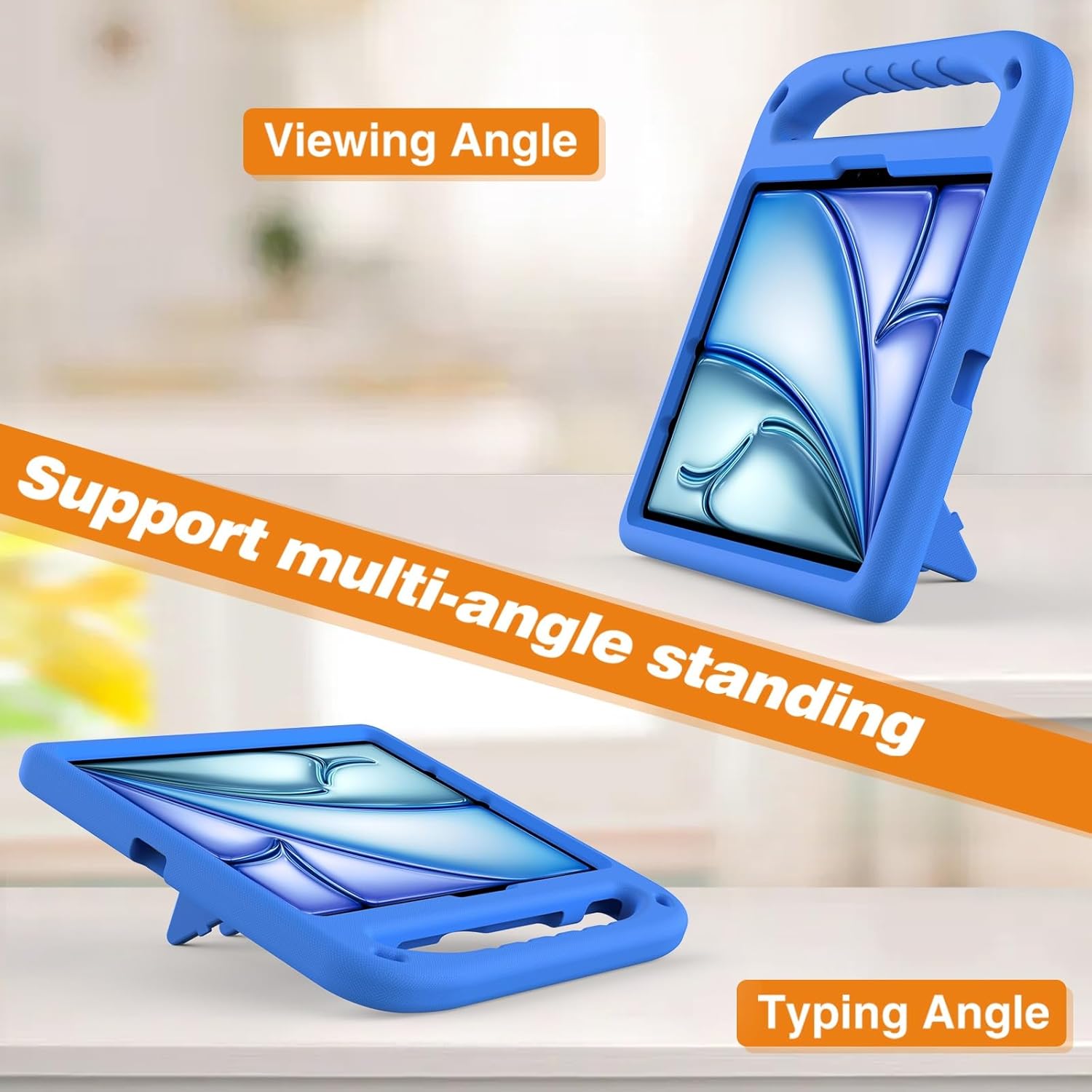 Tablet PC Case Compatible with iPad Air 11inch M3 (2025) / M2 (2024) (Air 7th/6th Generation), Case Shockproof Light Weight Handle Stand Protective Case Scratch Resistant Made of Kid-Friendly Compatib