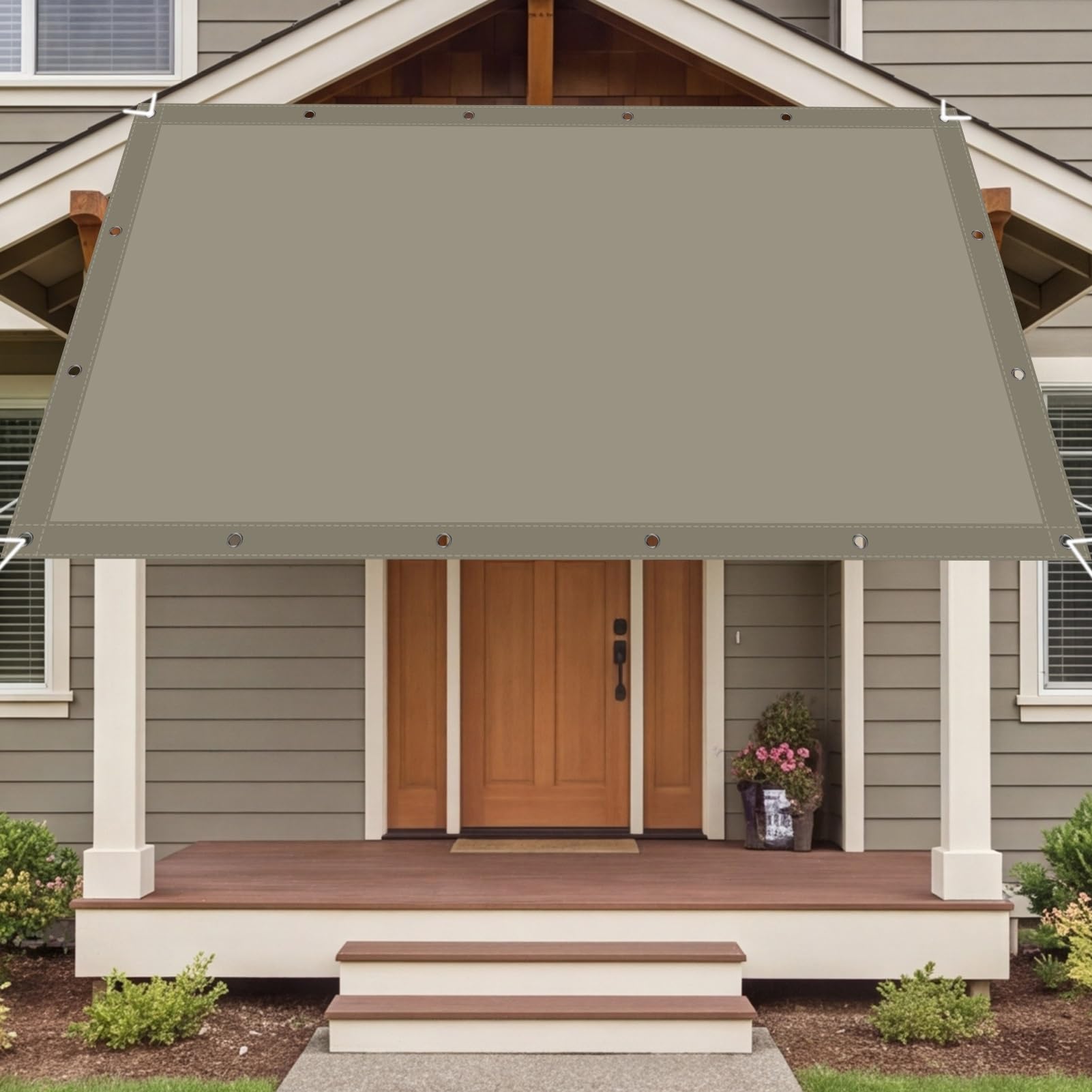 Sonnensegel Rechteckig 210 x 415 cm Wir Machen Sondergrößen Sonnensegel Balkon Uv-Schutz, Wasserdicht, Wetterfest für Innenhof/Rasen/Garten/Park, Taupe