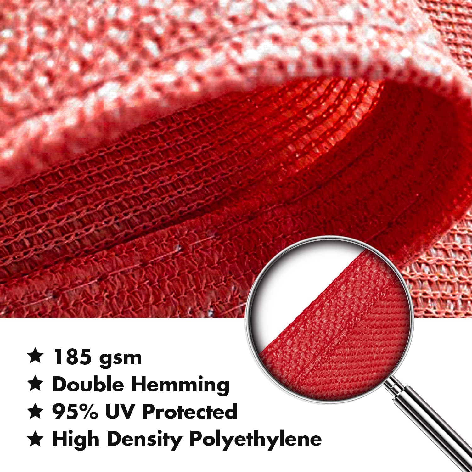 Kanagawa Sun Shade Sail 10'x10' Scarlet Rectangle UV Block Canopy Awning Shelter Fabric Cloth Screen for Outdoor Patio Garden Backyard