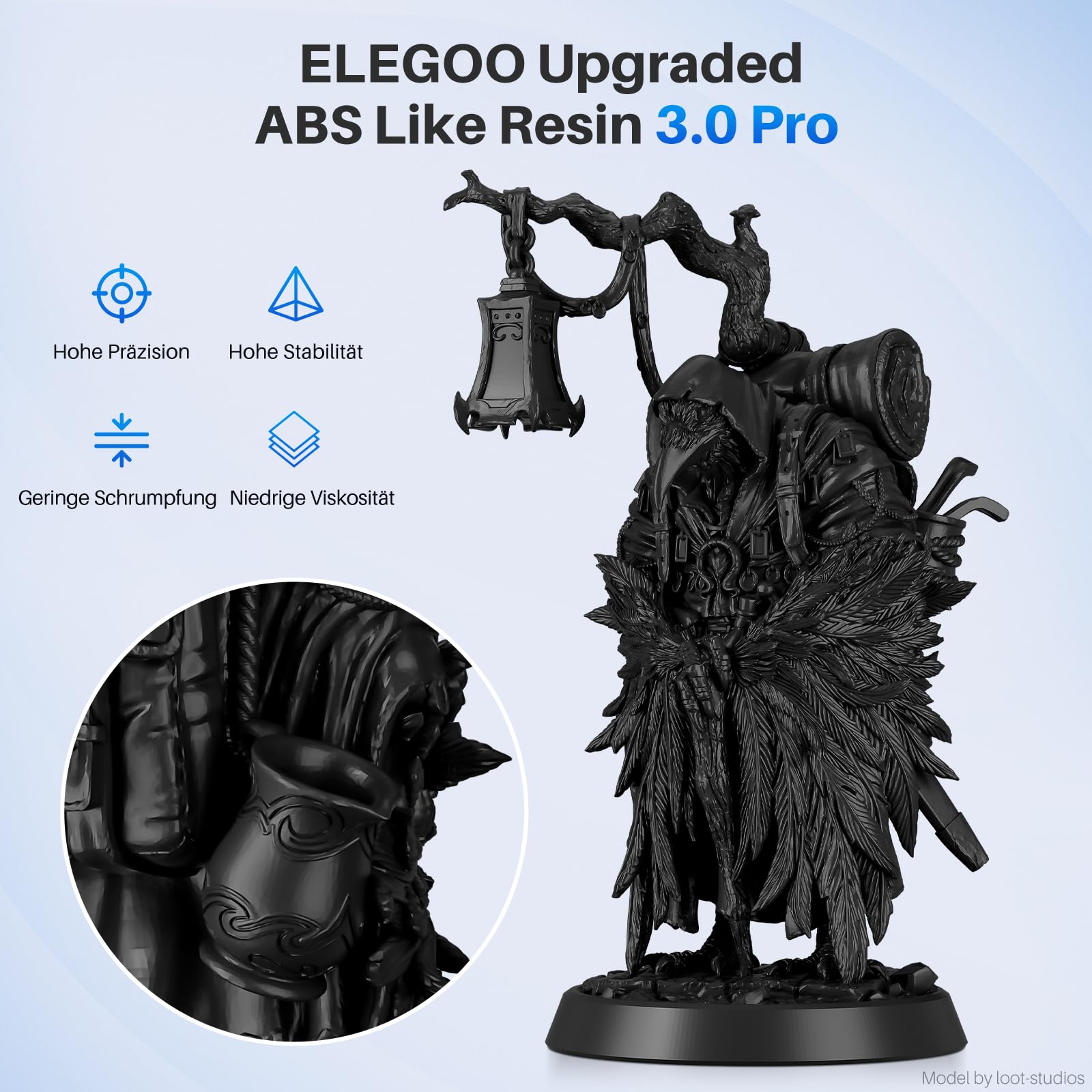 ELEGOO 405nm ABS-Like Resin 3.0 Pro, Żywica 3D utwardzana światłem UV z wysoką precyzją, nie krusząca się, nietoksyczna dla drukarek LCD/DLP 3D, żywica fotopolimerowa Czarna 2000g