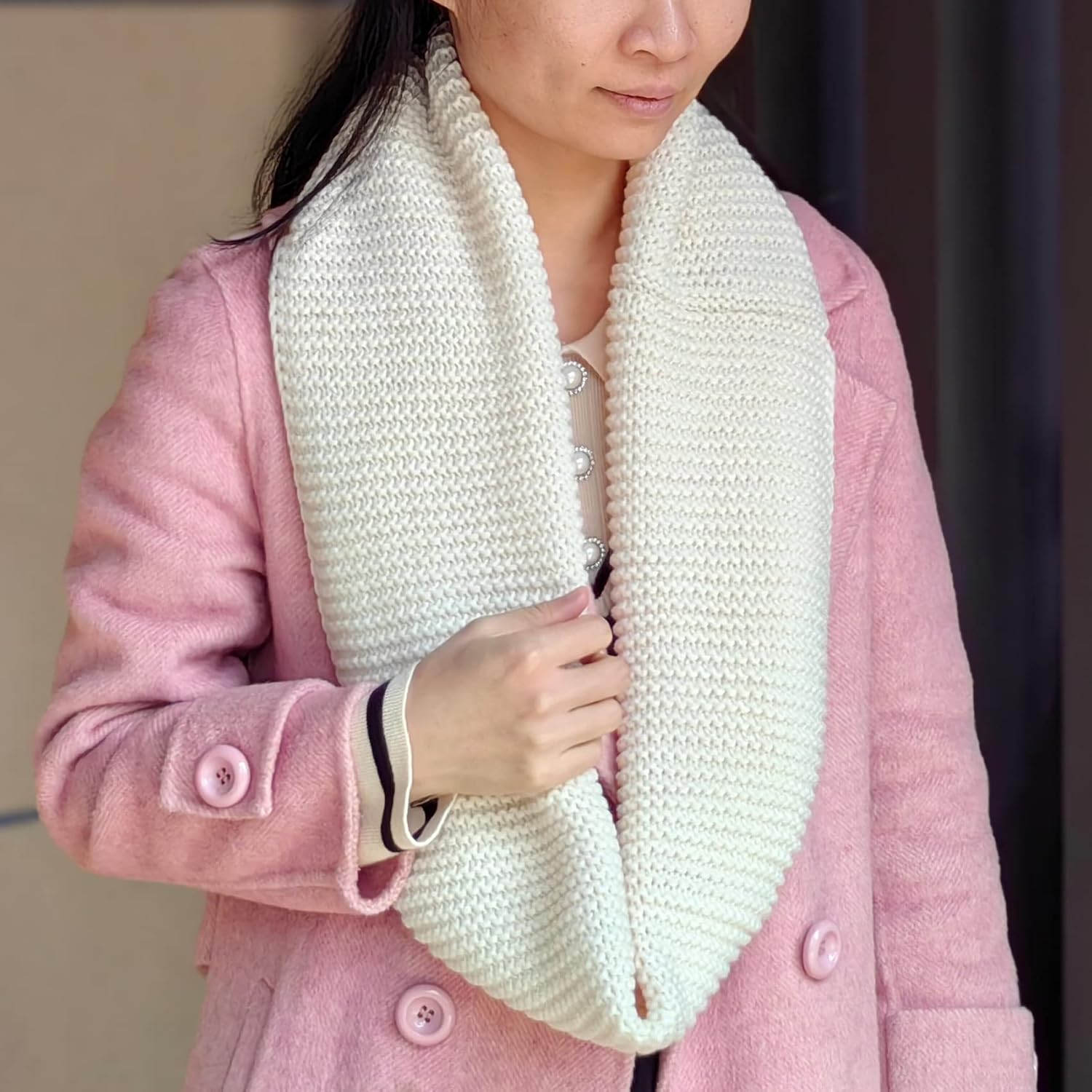 Warm Scarf for Winter Women & Men, Knit Wool Loop Infinity Scarves Thick & Chunky Neck Warmer For Cold Weather U-SY-WS7 - Image 2