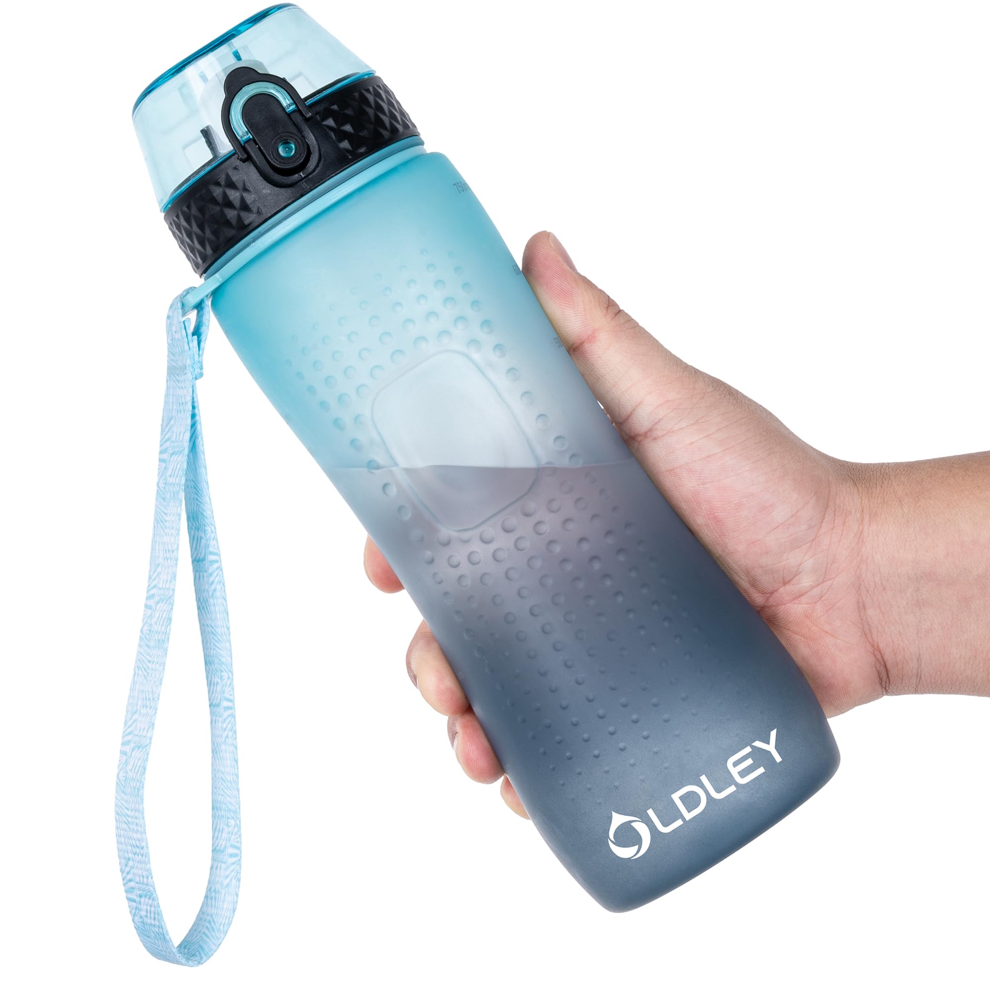 OLDLEY 750ml/25oz Water Bottles with Straw BPA Free Tritan Water Bottles for Gym School Sports Travel Leakproof Time Markings Drink Bottles Hydrate for Adult Women Men(Blue Gradient) — image 1