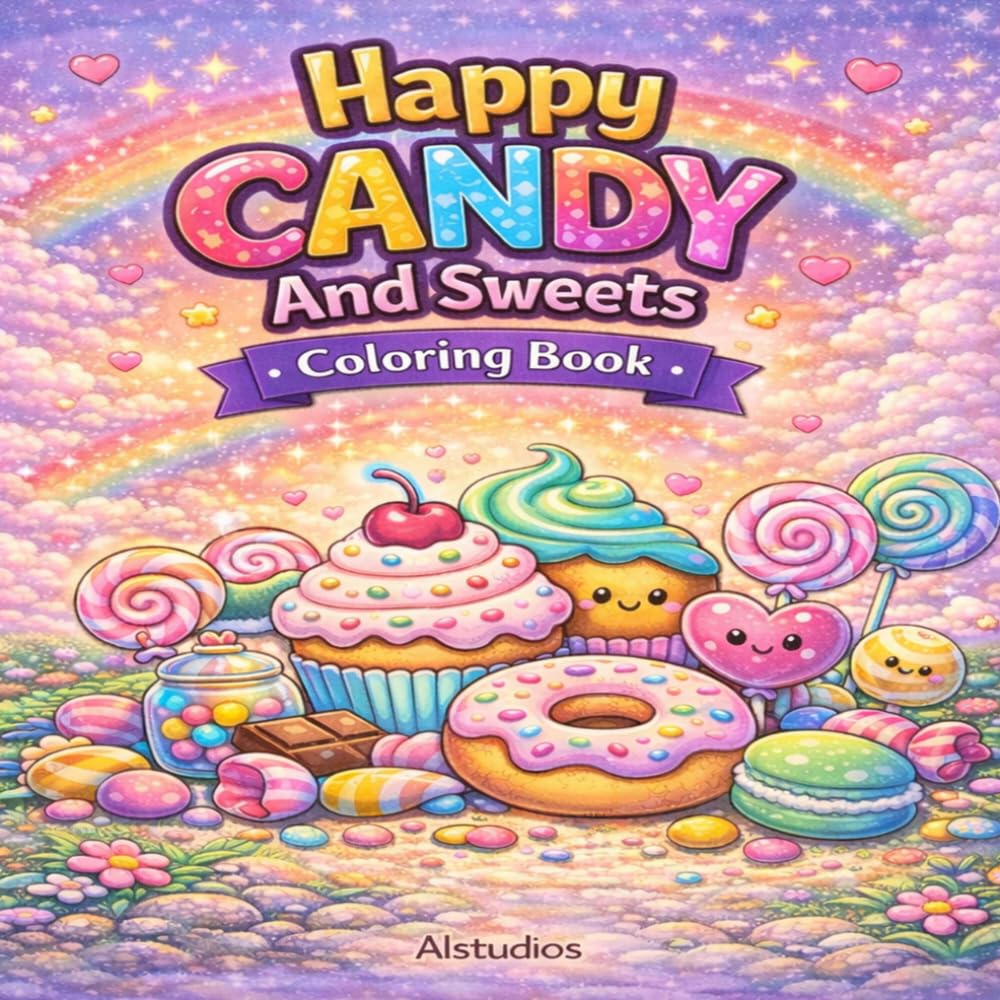 Happy Candy And Sweets: Sweet Candy Fun for Kids | Cute Treats, Desserts and Candy Coloring Pages for Relaxation and Creativity